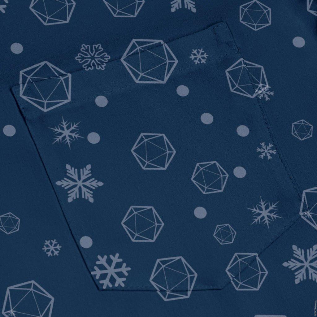 DND Dice Snowflakes Long Sleeve Button Up Shirt Geek Nerd adult sizing Christmas Print dnd & rpg print