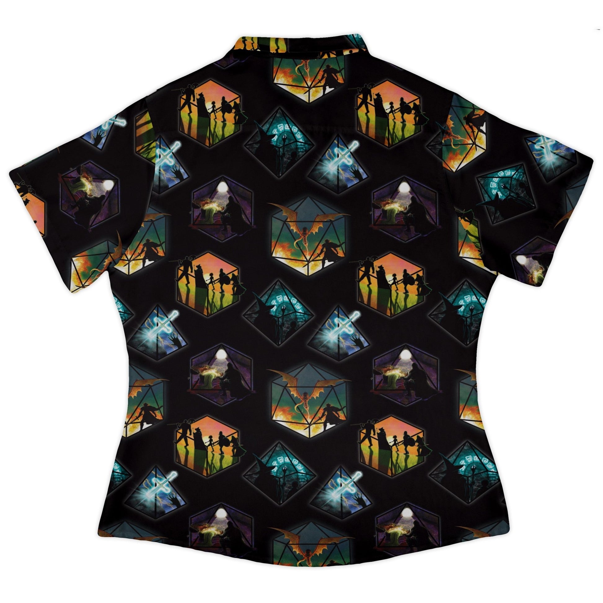 Dnd Party Campaign Curvy Button Up Shirt Geek Nerd Designs by Nathan dnd & rpg print q225