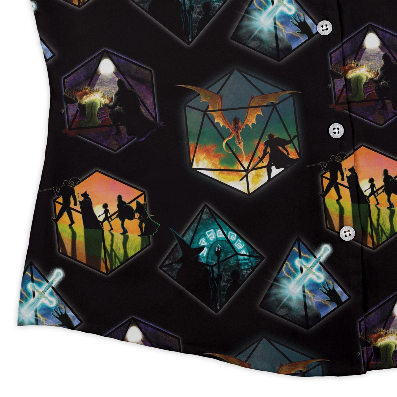 Dnd Party Campaign Curvy Button Up Shirt Geek Nerd Designs by Nathan dnd & rpg print q225