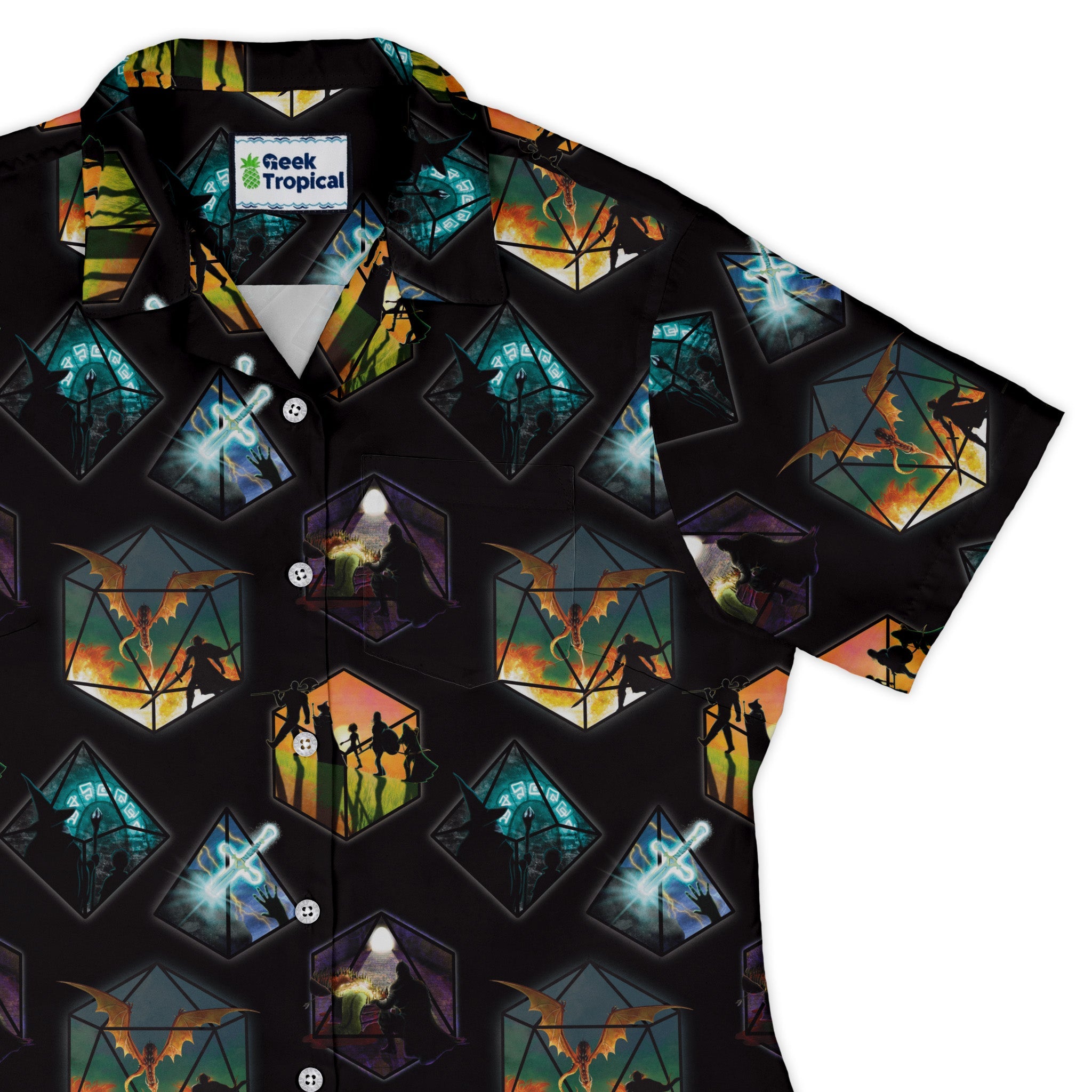 Dnd Party Campaign Curvy Button Up Shirt Geek Nerd Designs by Nathan dnd & rpg print q225