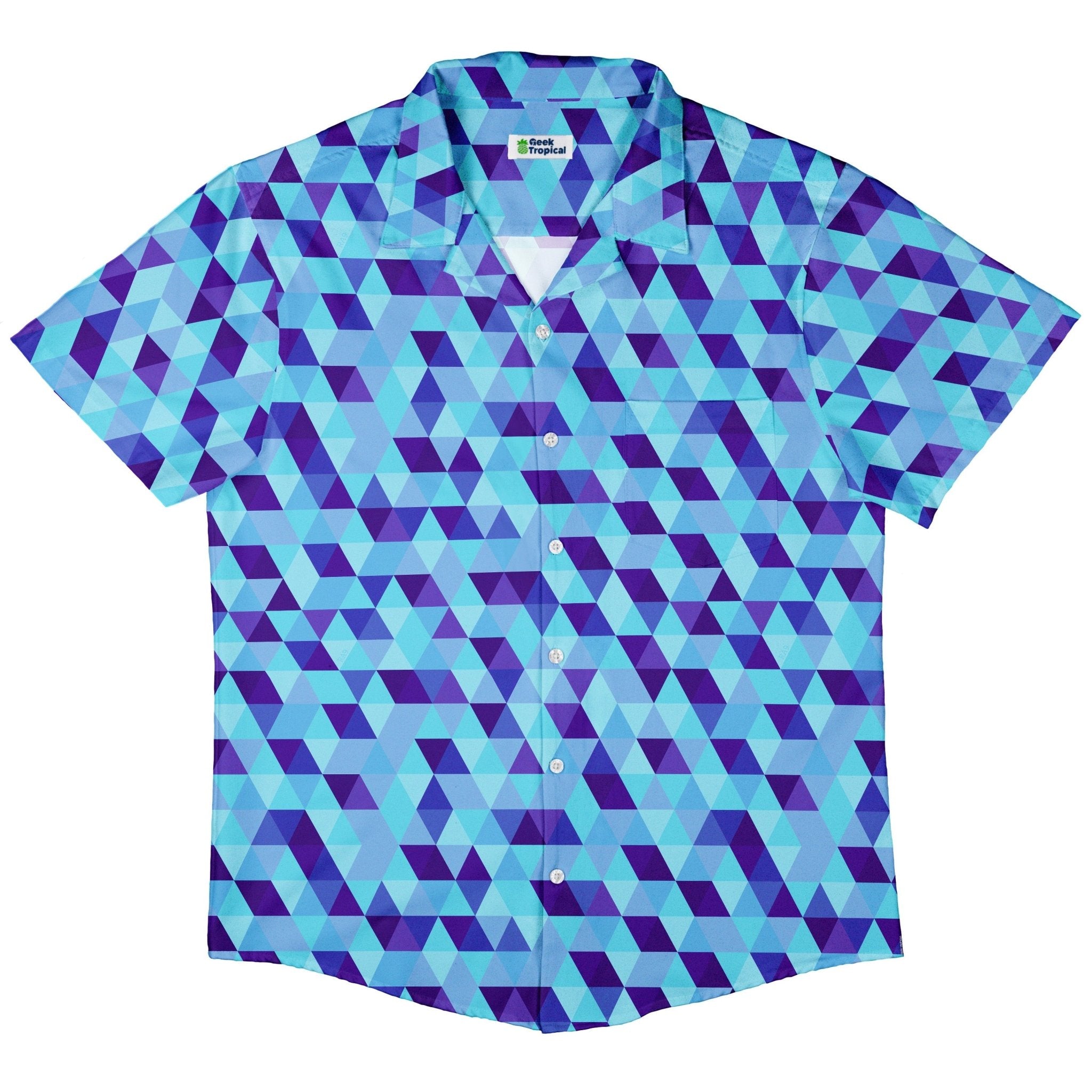 Deviant Polygons Button Up Shirt - adult sizing - Design by Claire Murphy - video game arcade print