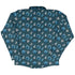 Dice Critters Blue Monochrome Long Sleeve Button Up Shirt Geek Nerd adult sizing Animal Patterns Designed by Rose Khan