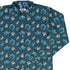 Dice Critters Blue Monochrome Long Sleeve Button Up Shirt Geek Nerd adult sizing Animal Patterns Designed by Rose Khan