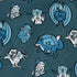 Dice Critters Blue Monochrome Long Sleeve Button Up Shirt Geek Nerd adult sizing Animal Patterns Designed by Rose Khan