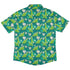 Dinosaur Smiles Flowers and Leaves Button Up Shirt - adult sizing - dinosaur print - Maximalist Patterns
