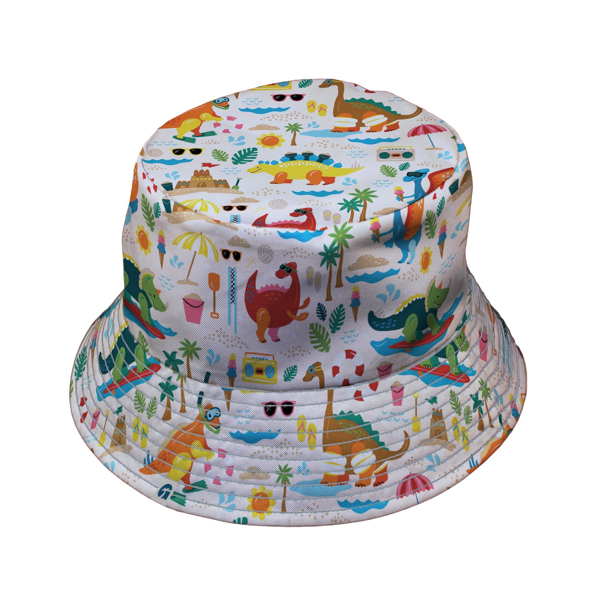 Dinosaur Beach Party Bucket Hat Geek Nerd Design by Zirkus Design dinosaur print lx - B