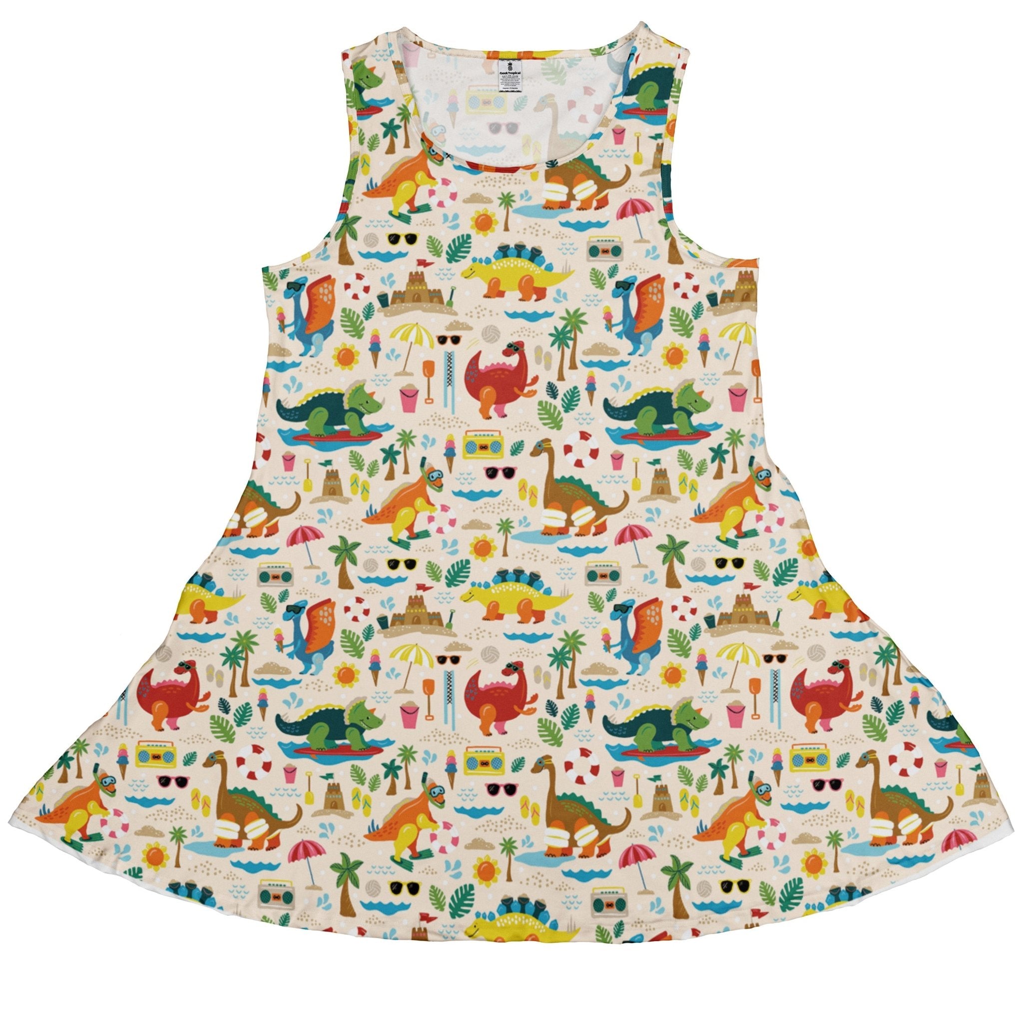 Dinosaur Beach Party Dress Geek Nerd Design by Zirkus Design dinosaur print lx - C