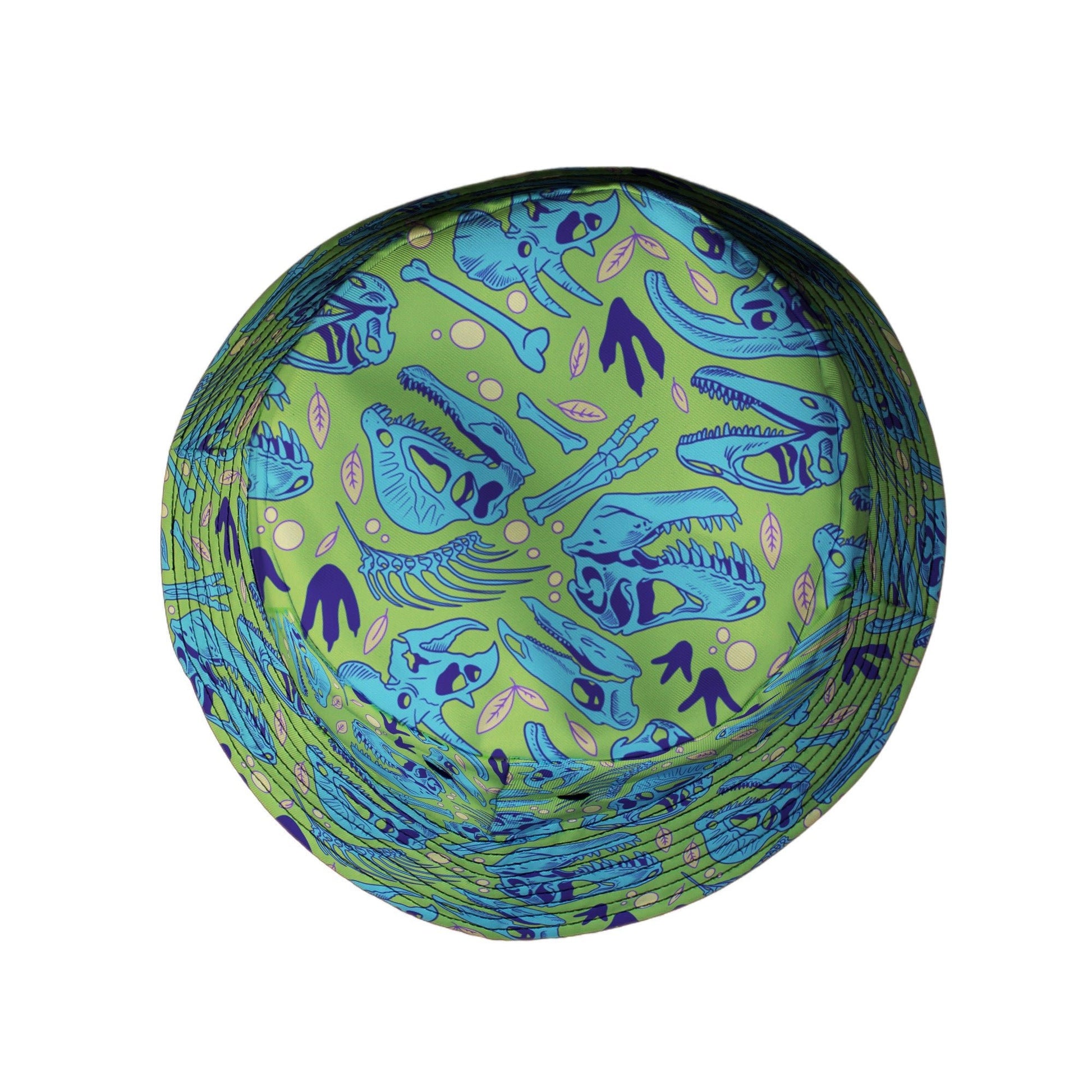 Dinosaur Bone Digs Bucket Hat Geek Nerd Design by Julie Kitzes dinosaur print funny prints