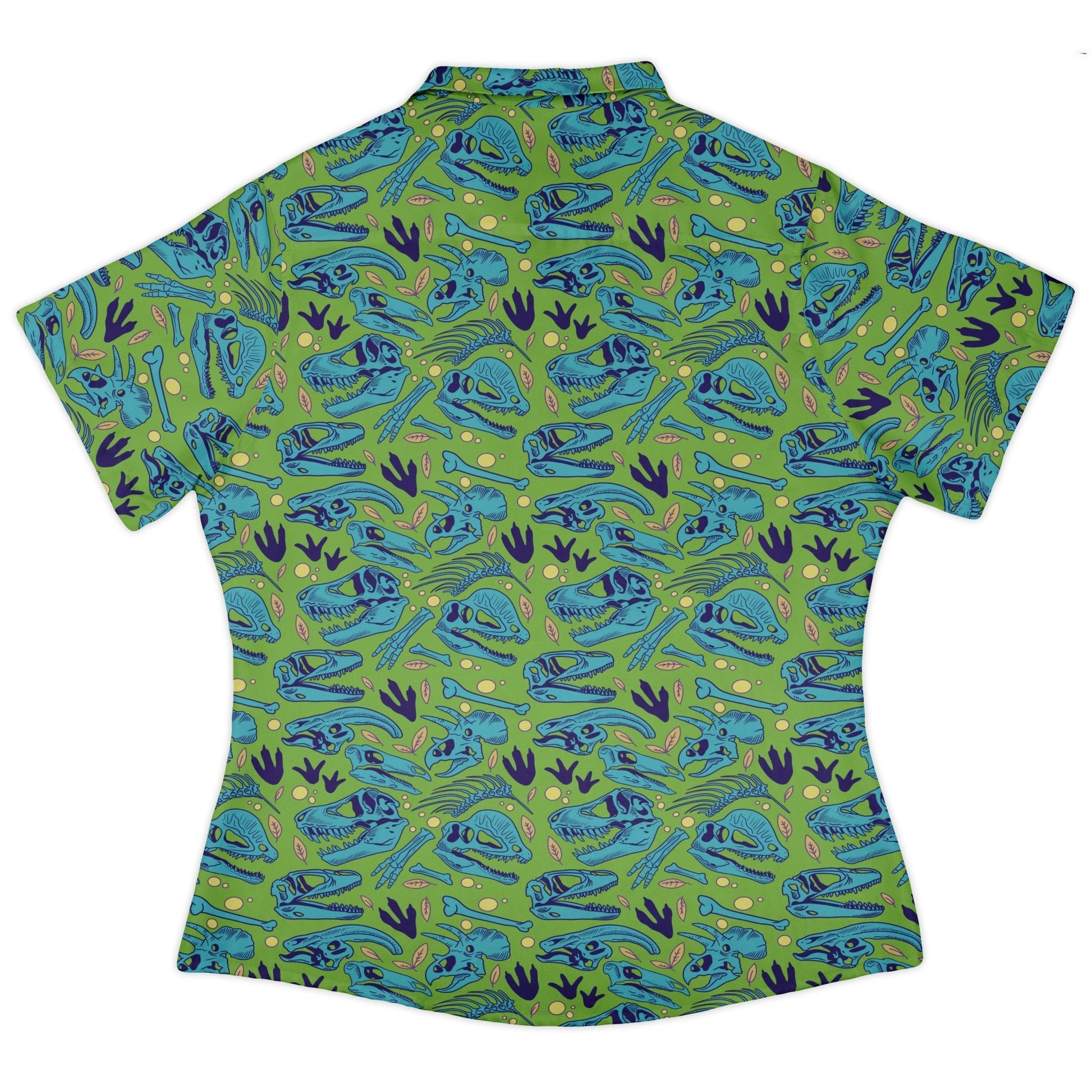 Dinosaur Bone Digs Curvy Button Up Shirt Geek Nerd Design by Julie Kitzes dinosaur print funny prints