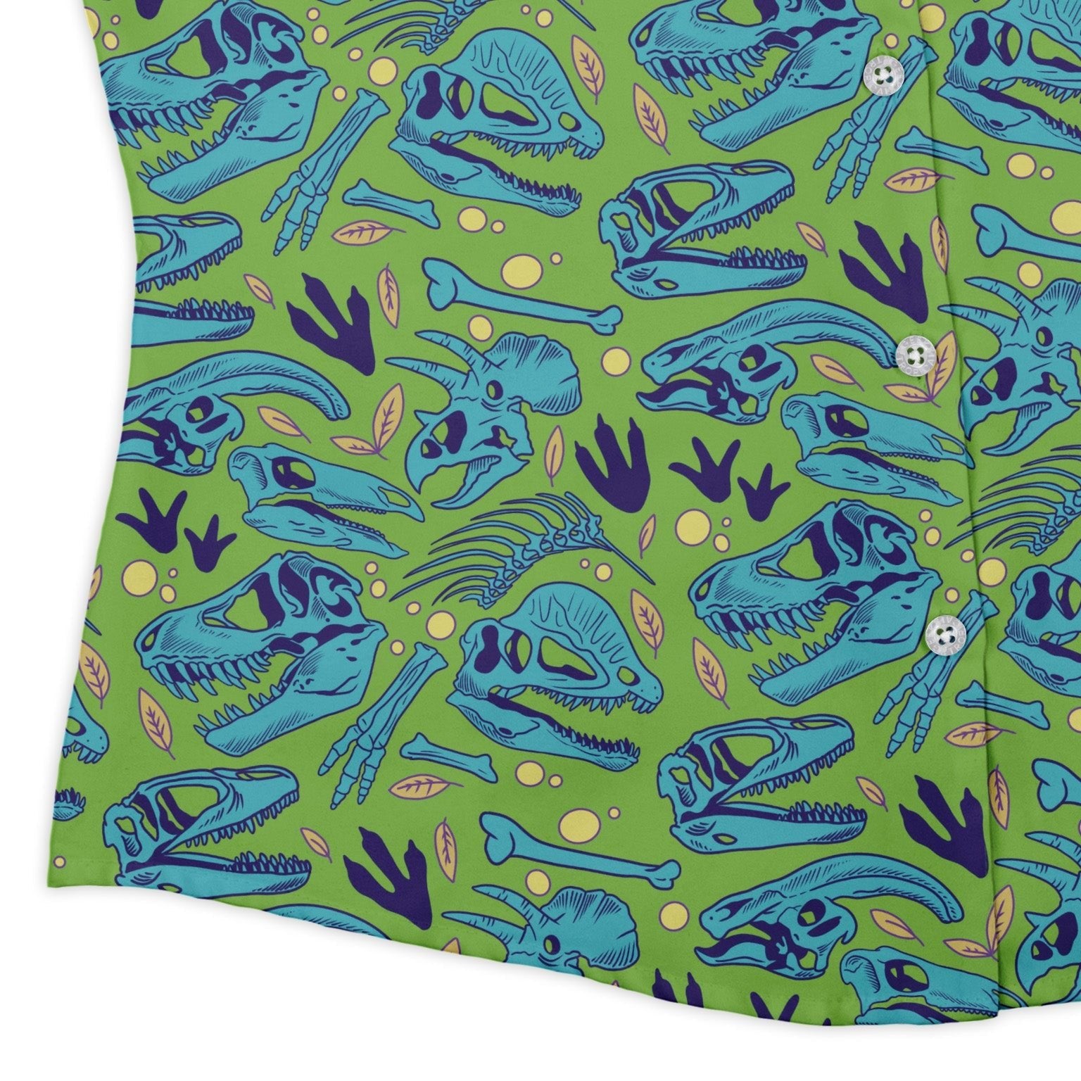 Dinosaur Bone Digs Curvy Button Up Shirt Geek Nerd Design by Julie Kitzes dinosaur print funny prints