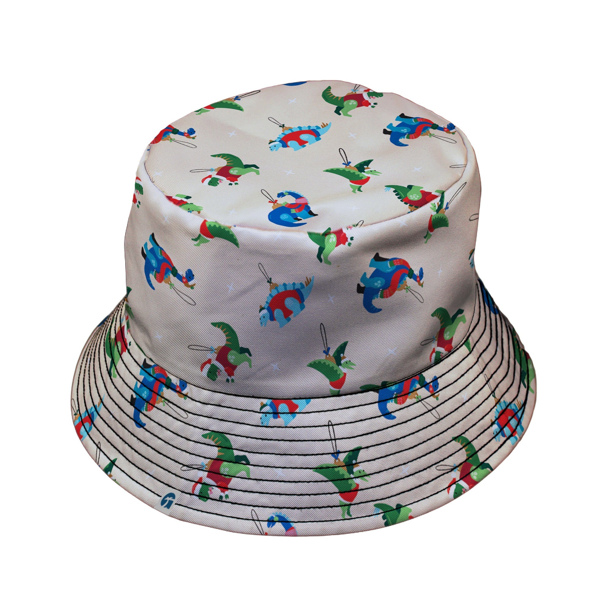 Dinosaur Ornaments Bucket Hat Geek Nerd christmas print Design by Zirkus Design dinosaur print