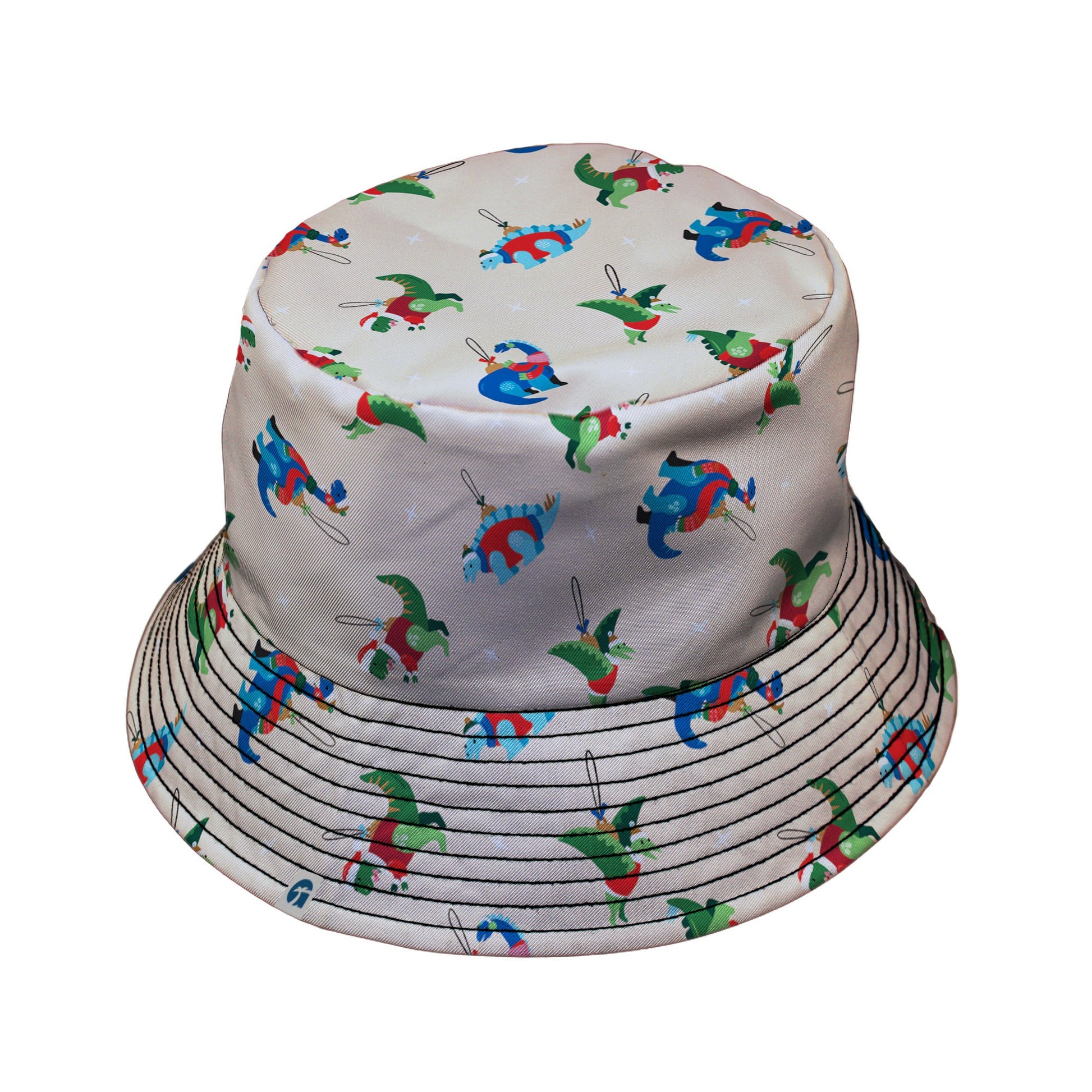 Dinosaur Ornaments Bucket Hat Geek Nerd christmas print Design by Zirkus Design dinosaur print