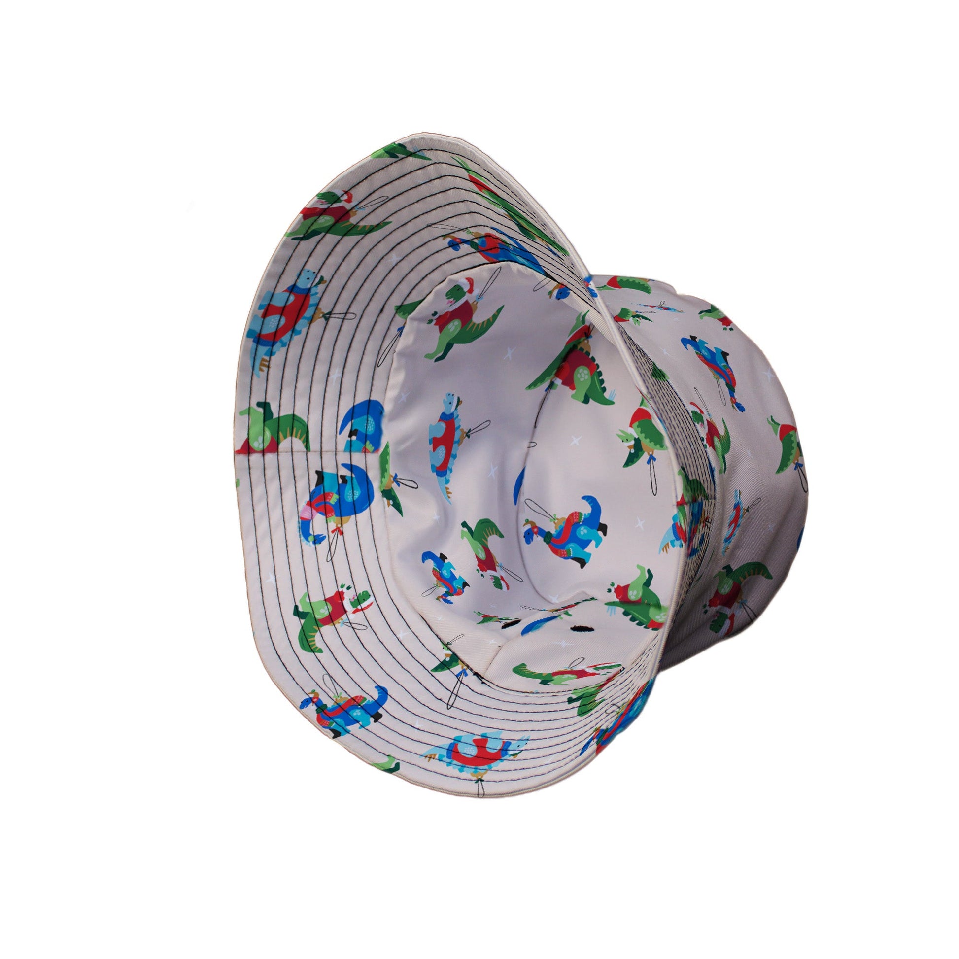 Dinosaur Ornaments Bucket Hat Geek Nerd christmas print Design by Zirkus Design dinosaur print