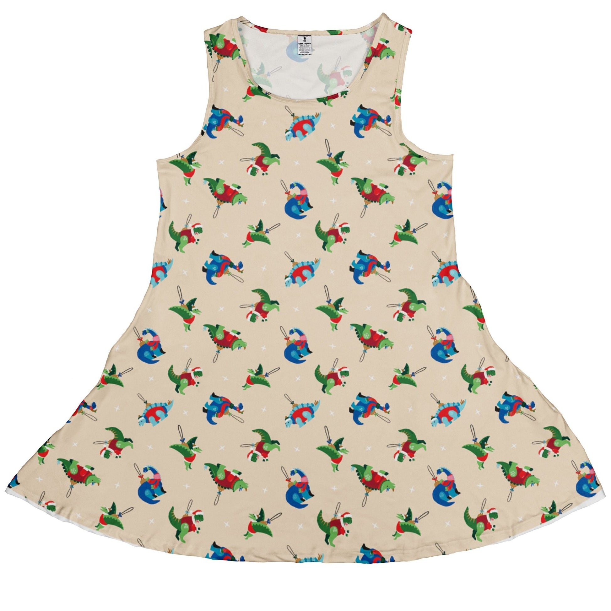Dinosaur Ornaments Dress Geek Nerd christmas print Design by Zirkus Design dinosaur print