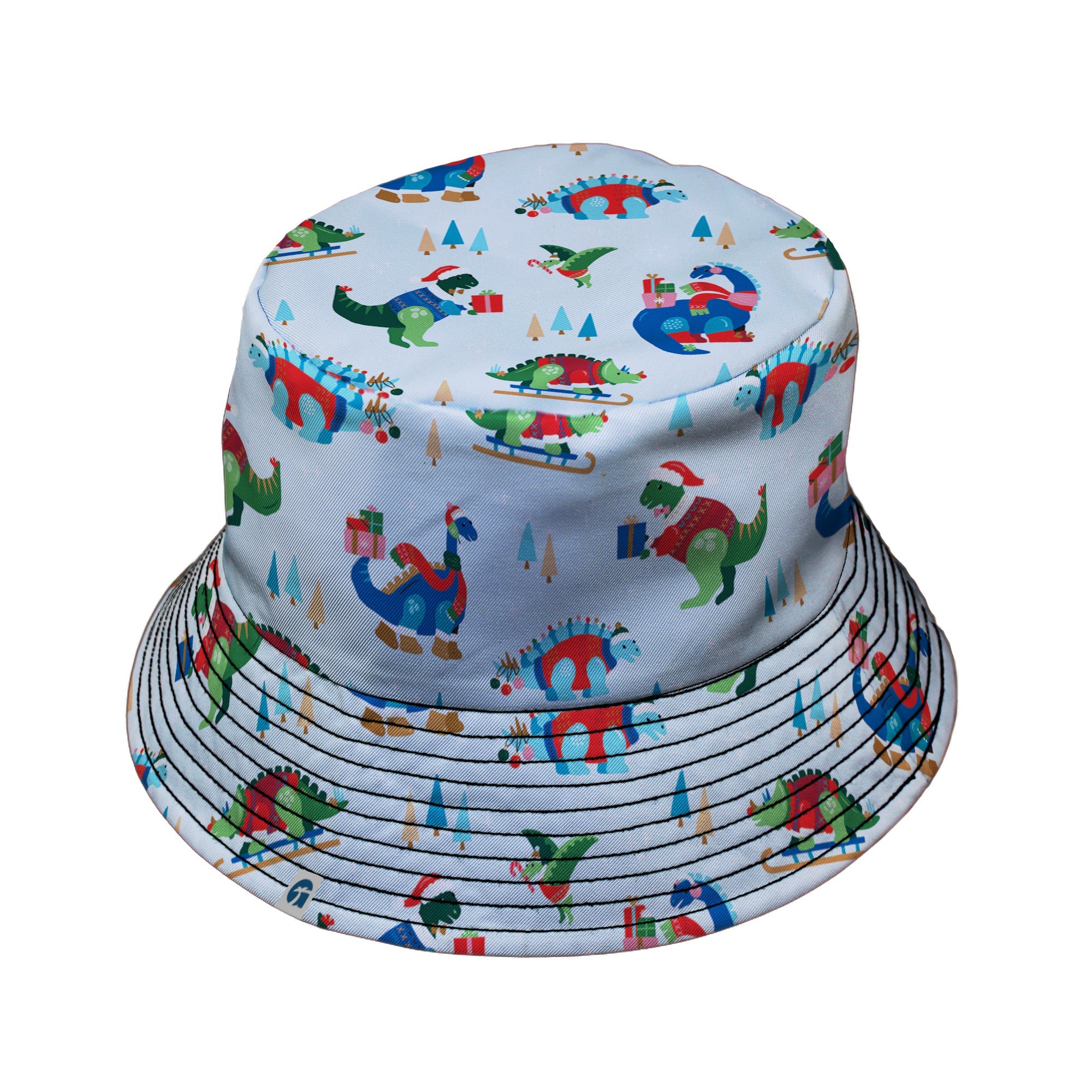 Dinosaur Wonderful Winter Bucket Hat Geek Nerd christmas print Design by Zirkus Design dinosaur print
