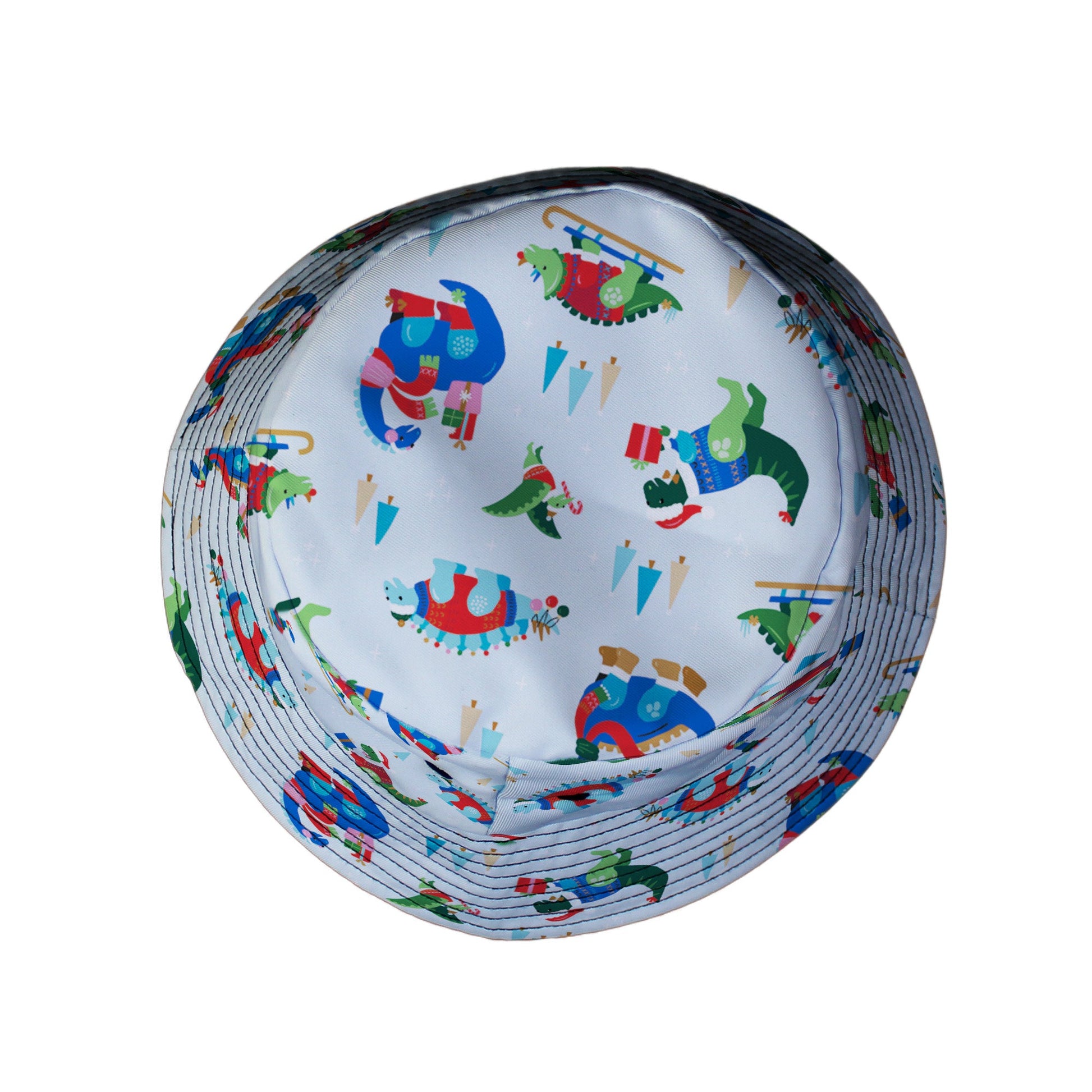Dinosaur Wonderful Winter Bucket Hat Geek Nerd christmas print Design by Zirkus Design dinosaur print