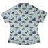 Dinosaur Wonderful Winter Curvy Button Up Shirt Geek Nerd christmas print Design by Zirkus Design dinosaur print