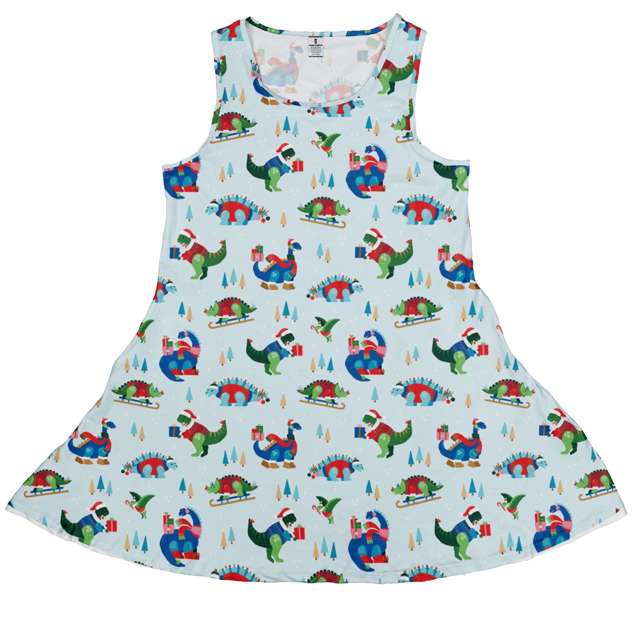 Dinosaur Wonderful Winter Dress Geek Nerd christmas print Design by Zirkus Design dinosaur print