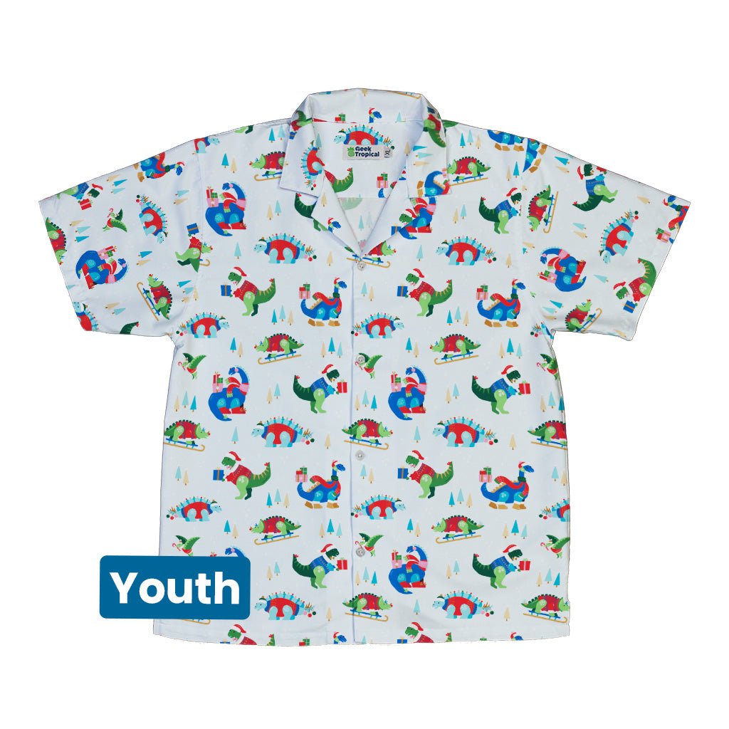Dinosaur Wonderful Winter Youth Hawaiian Shirt Geek Nerd christmas print Design by Zirkus Design dinosaur print