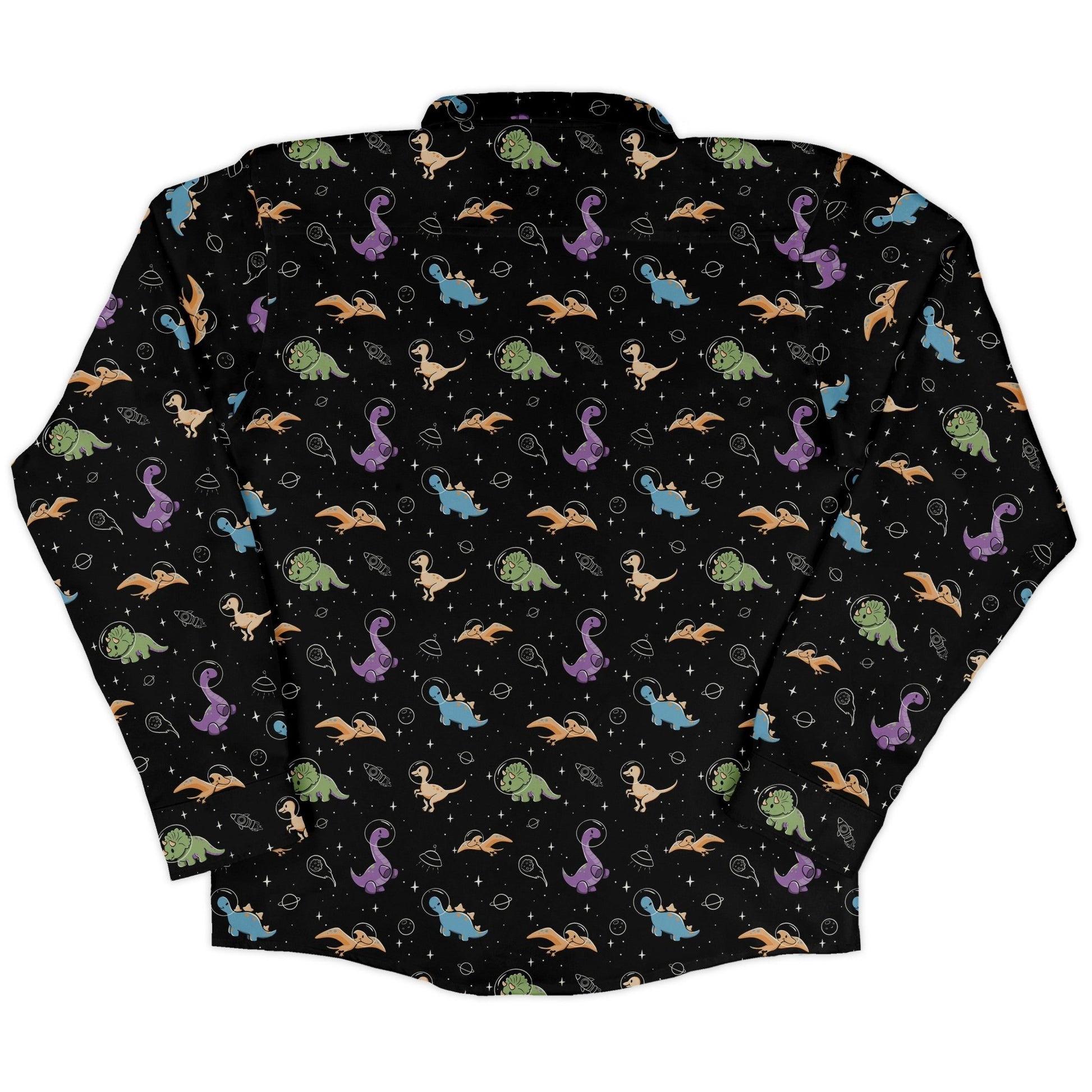 Dinostellar Space Dinosaurs Long Sleeve Button Up Shirt Geek Nerd 0925 adult sizing All Adult Button Up Shirts
