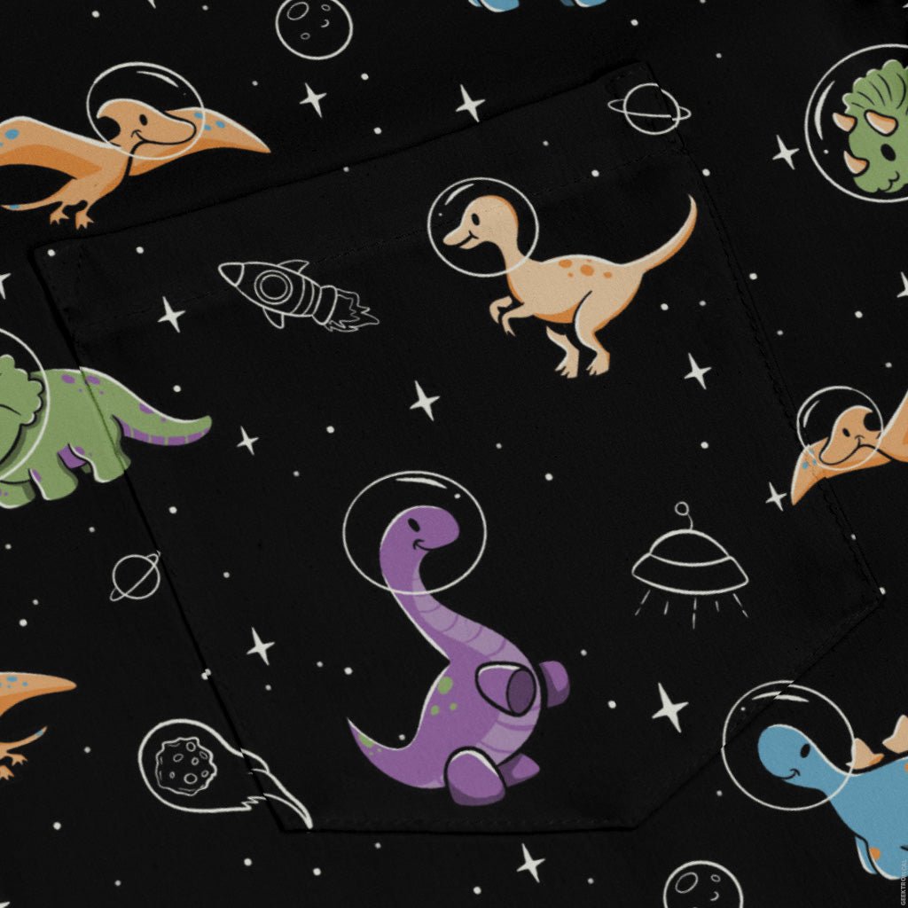 Dinostellar Space Dinosaurs Long Sleeve Button Up Shirt Geek Nerd 0925 adult sizing All Adult Button Up Shirts
