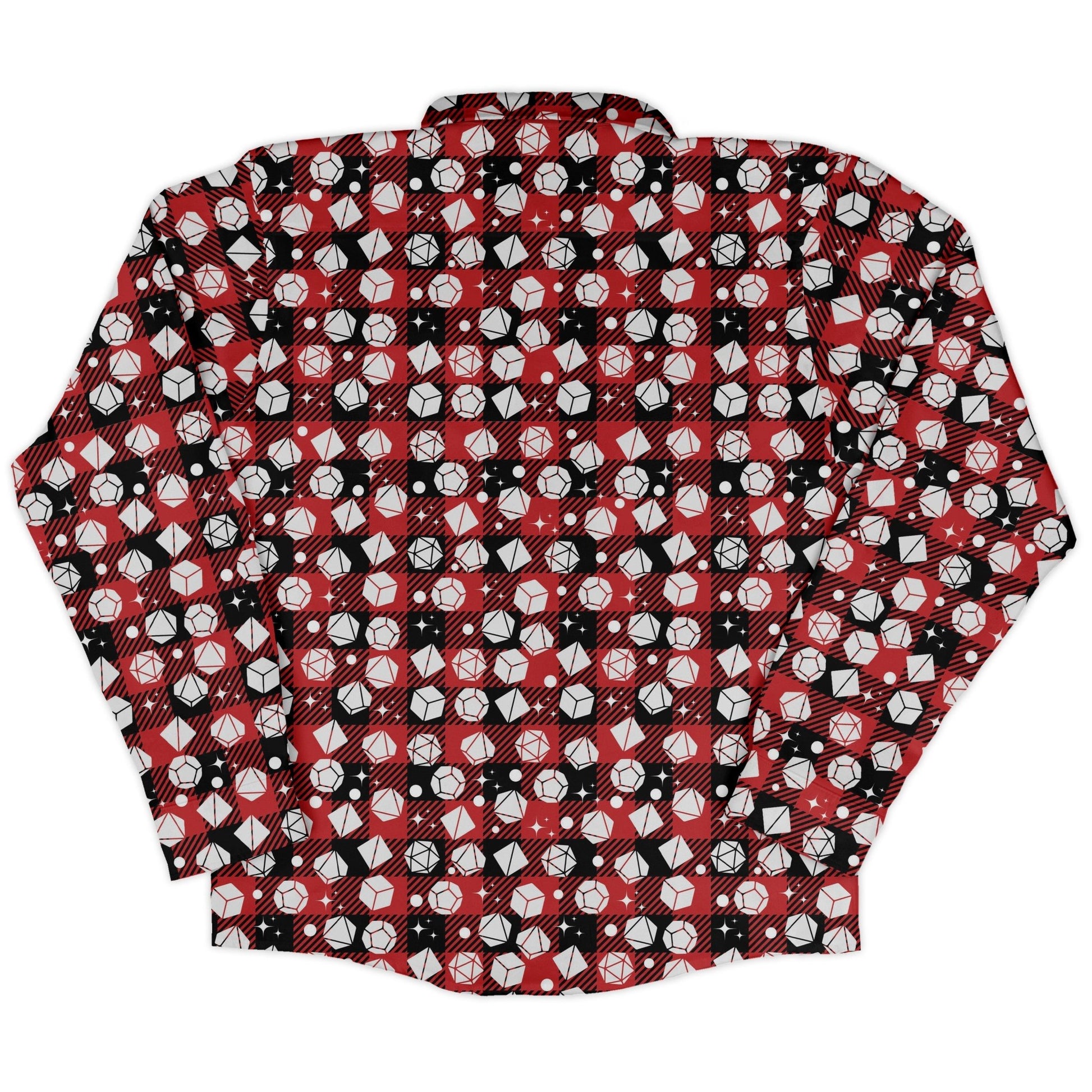 Dnd Christmas Red Plaid Long Sleeve Button Up Shirt Geek Nerd adult sizing Christmas Print dnd & rpg print