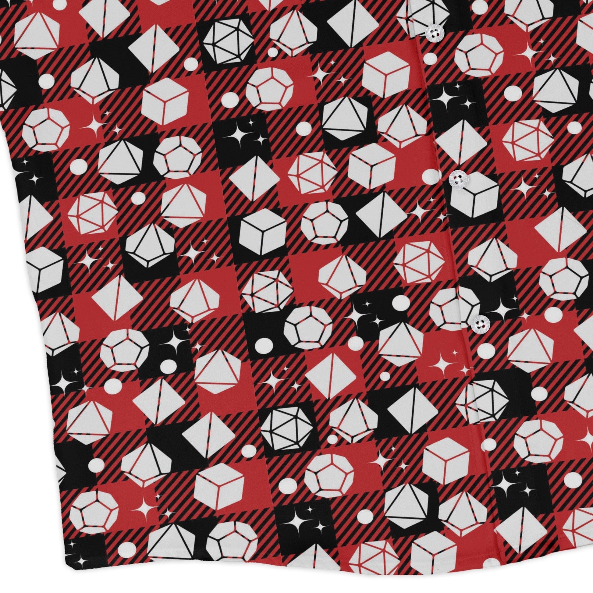 Dnd Christmas Red Plaid Long Sleeve Button Up Shirt Geek Nerd adult sizing Christmas Print dnd & rpg print