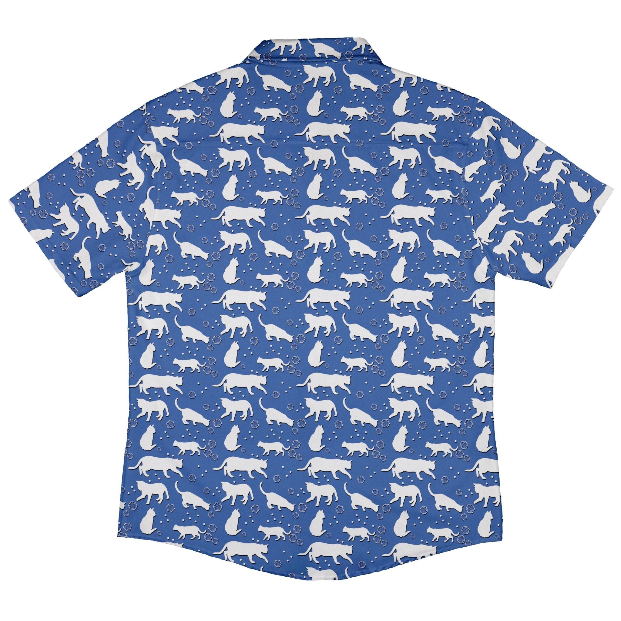 Dnd Dice Cats Button Up Shirt - adult sizing - Animal Patterns - Design by Heather Davenport