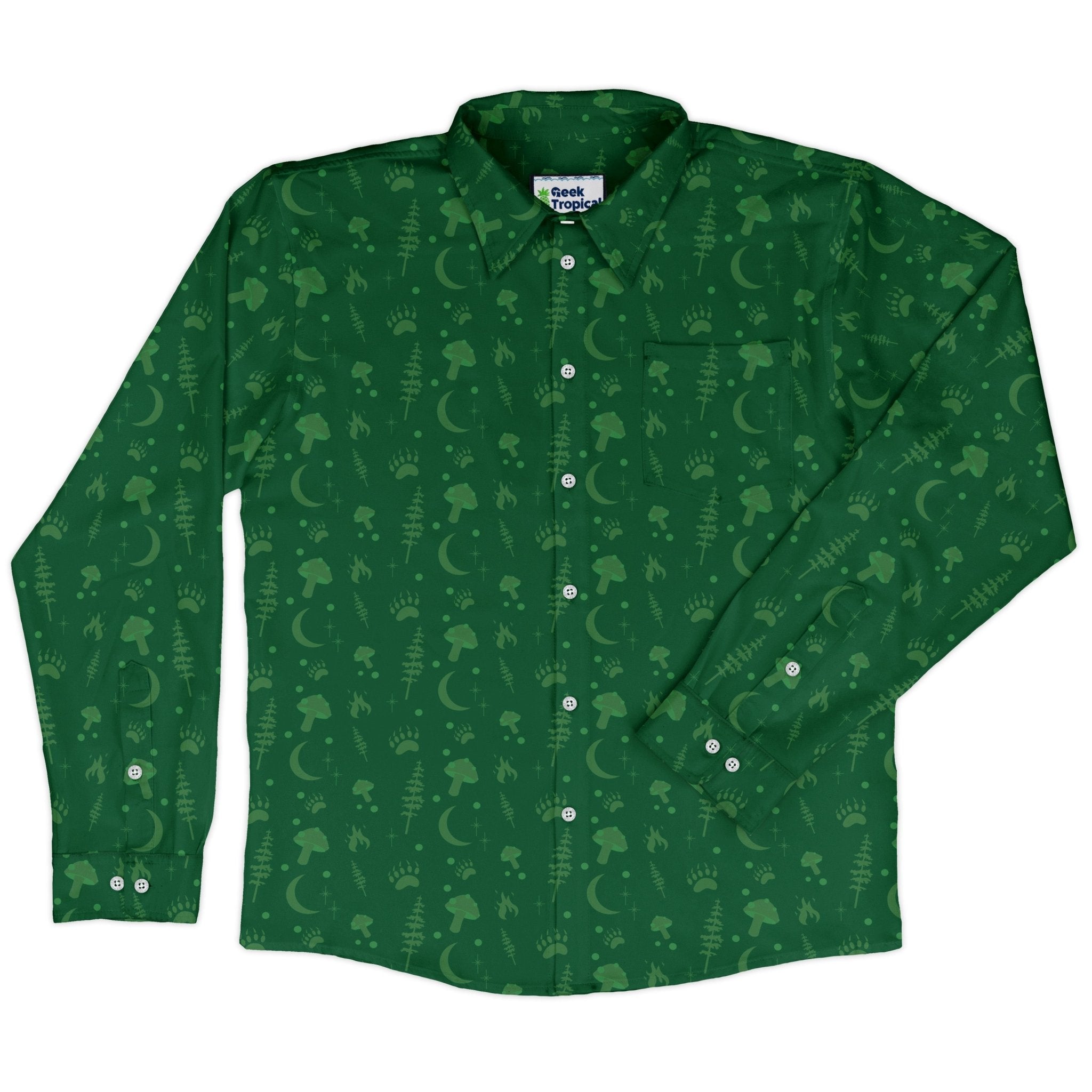 Dnd Druid Class Long Sleeve Button Up Shirt Geek Nerd adult sizing Design by Heather Davenport dnd & rpg print