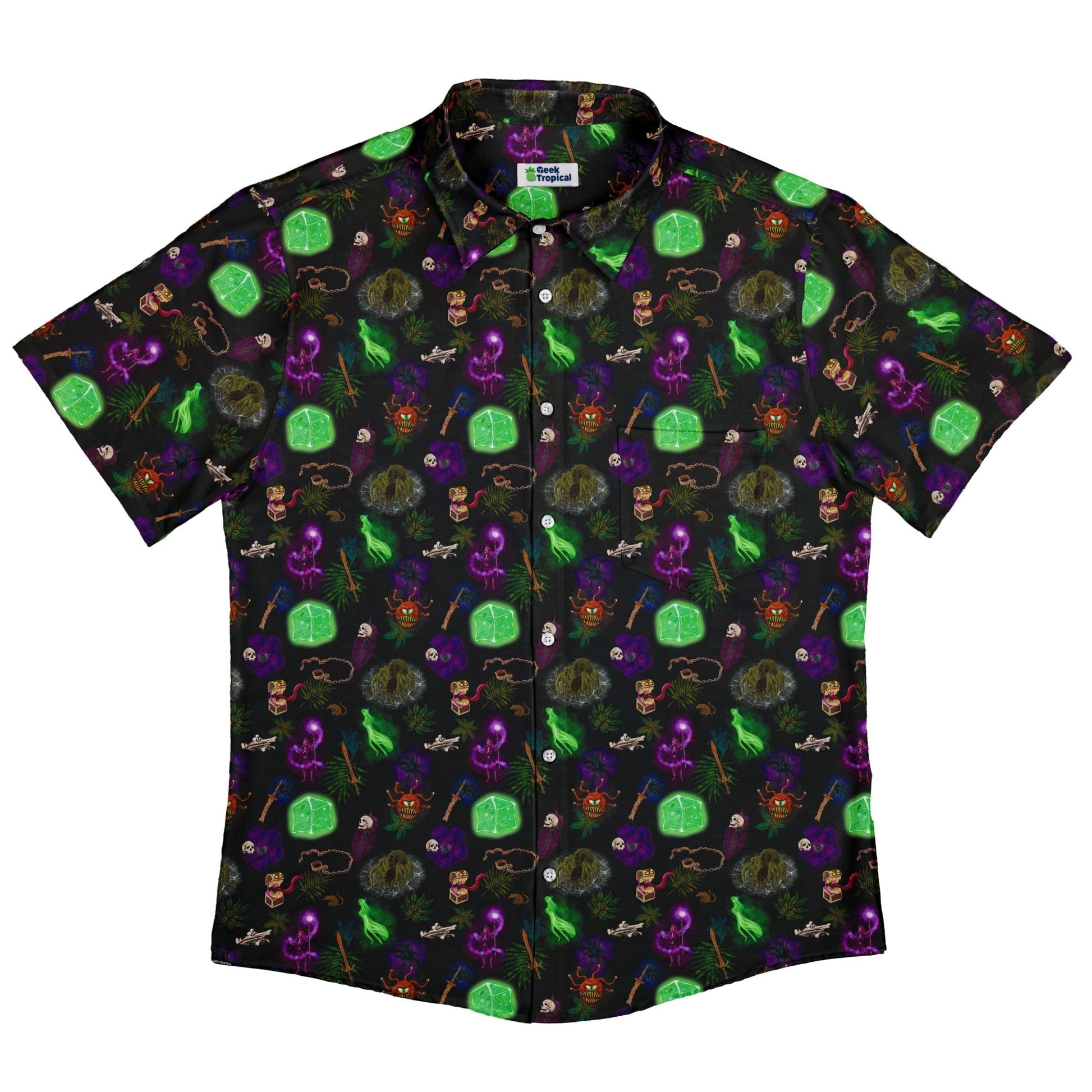 Dnd Dungeon Monsters Button Up Shirt - adult sizing - Designs by Nathan - dnd & rpg print