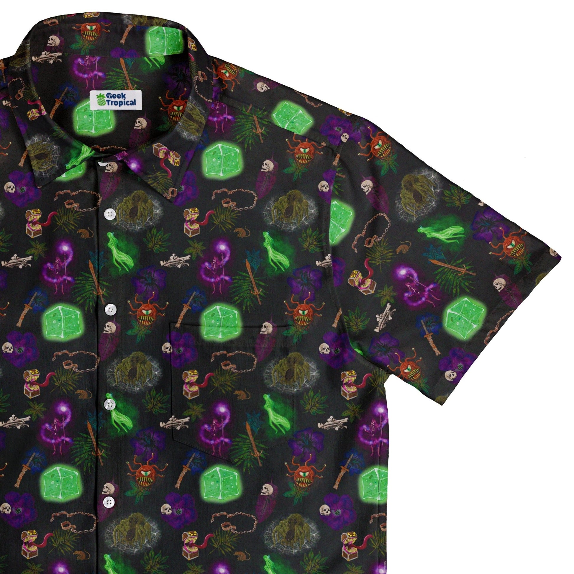 Dnd Dungeon Monsters Button Up Shirt - adult sizing - Designs by Nathan - dnd & rpg print
