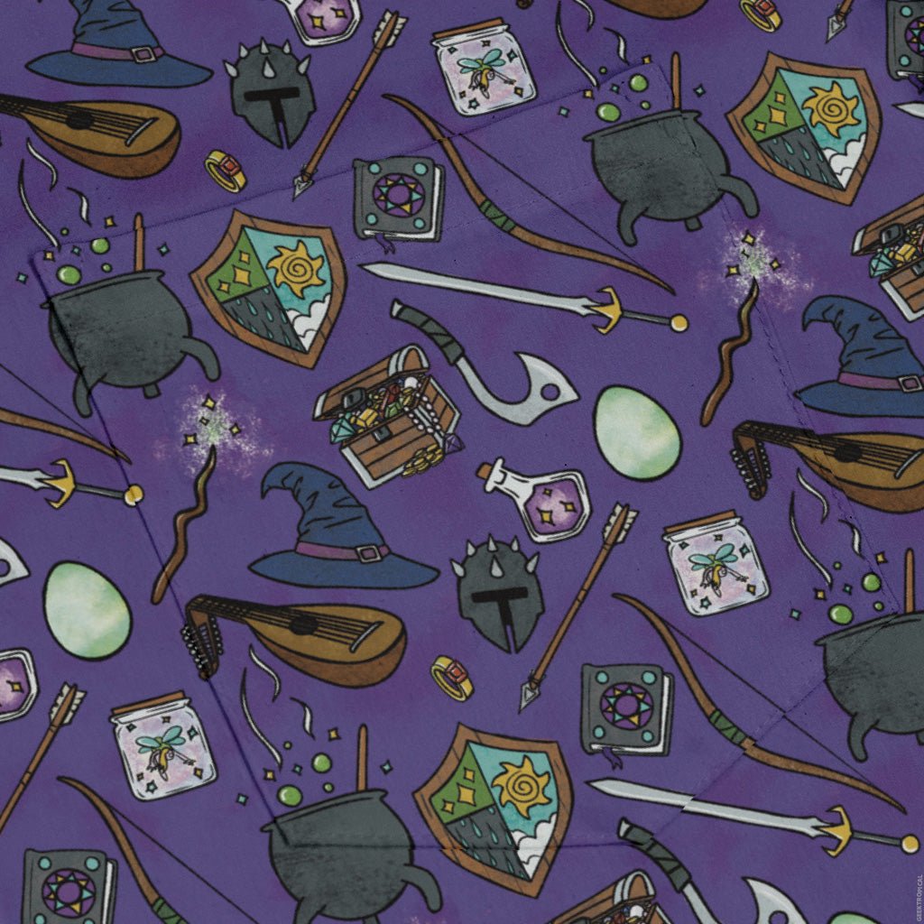 Dnd Hero Inventory Purple Long Sleeve Button Up Shirt Geek Nerd adult sizing Designs by Nathan dnd & rpg print
