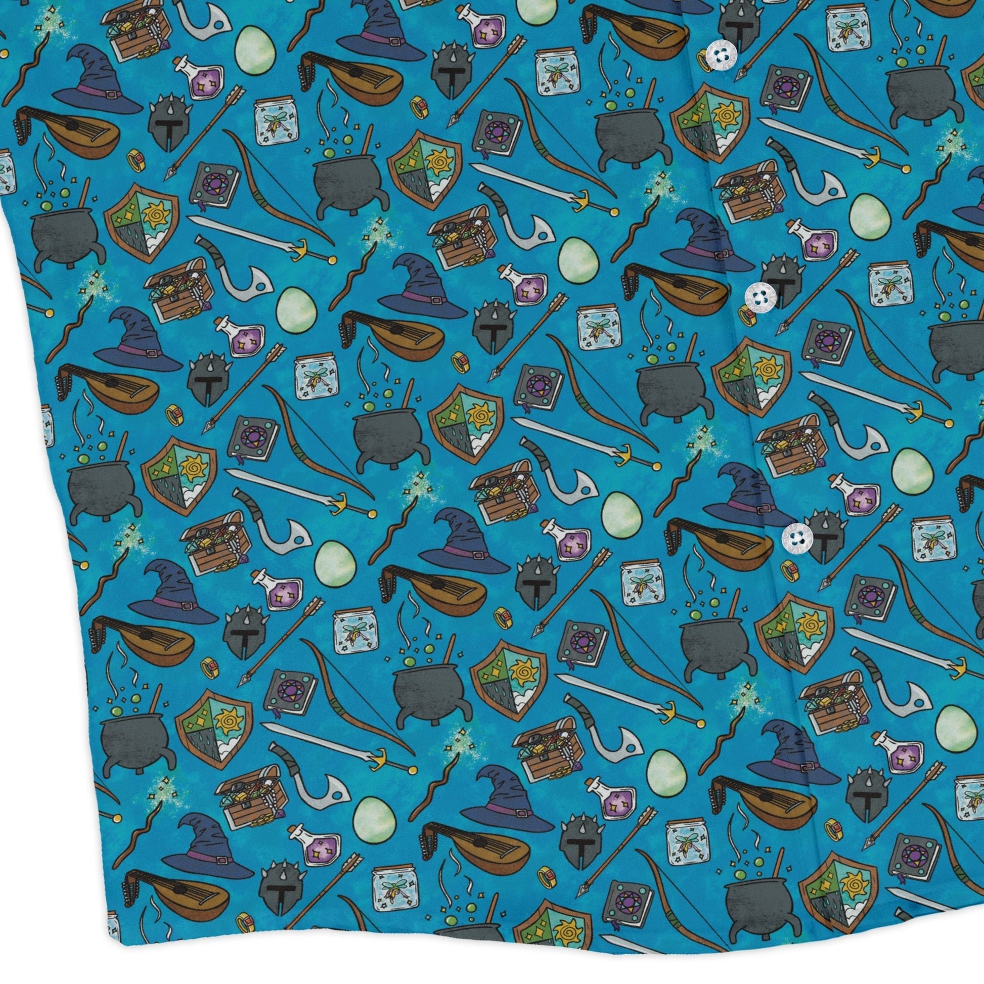Dnd Hero Inventory Long Sleeve Button Up Shirt Geek Nerd adult sizing Designs by Nathan dnd & rpg print
