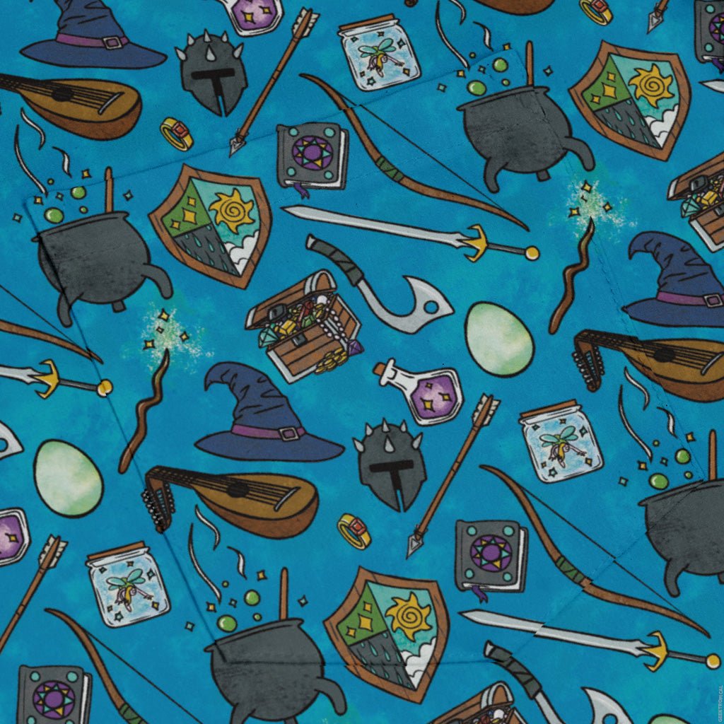 Dnd Hero Inventory Long Sleeve Button Up Shirt Geek Nerd adult sizing Designs by Nathan dnd & rpg print