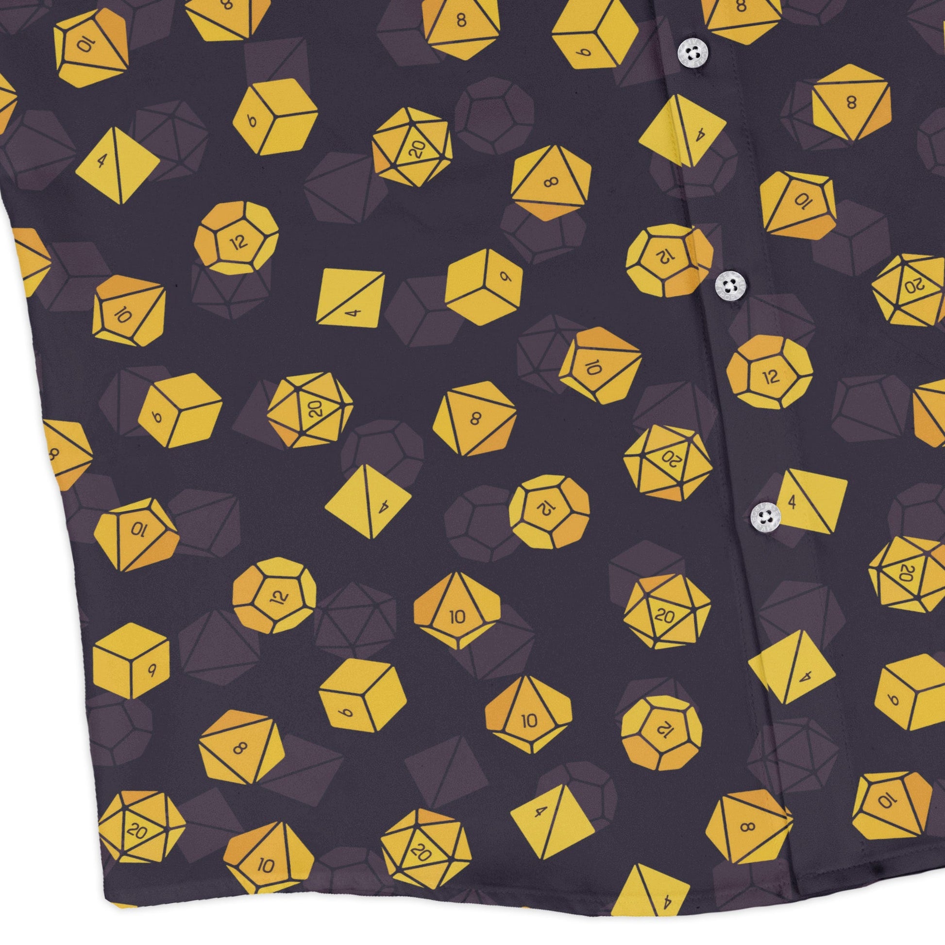 Dnd High Roller Gold Dice Long Sleeve Button Up Shirt Geek Nerd adult sizing dnd & rpg print FLOW DESC WRITING