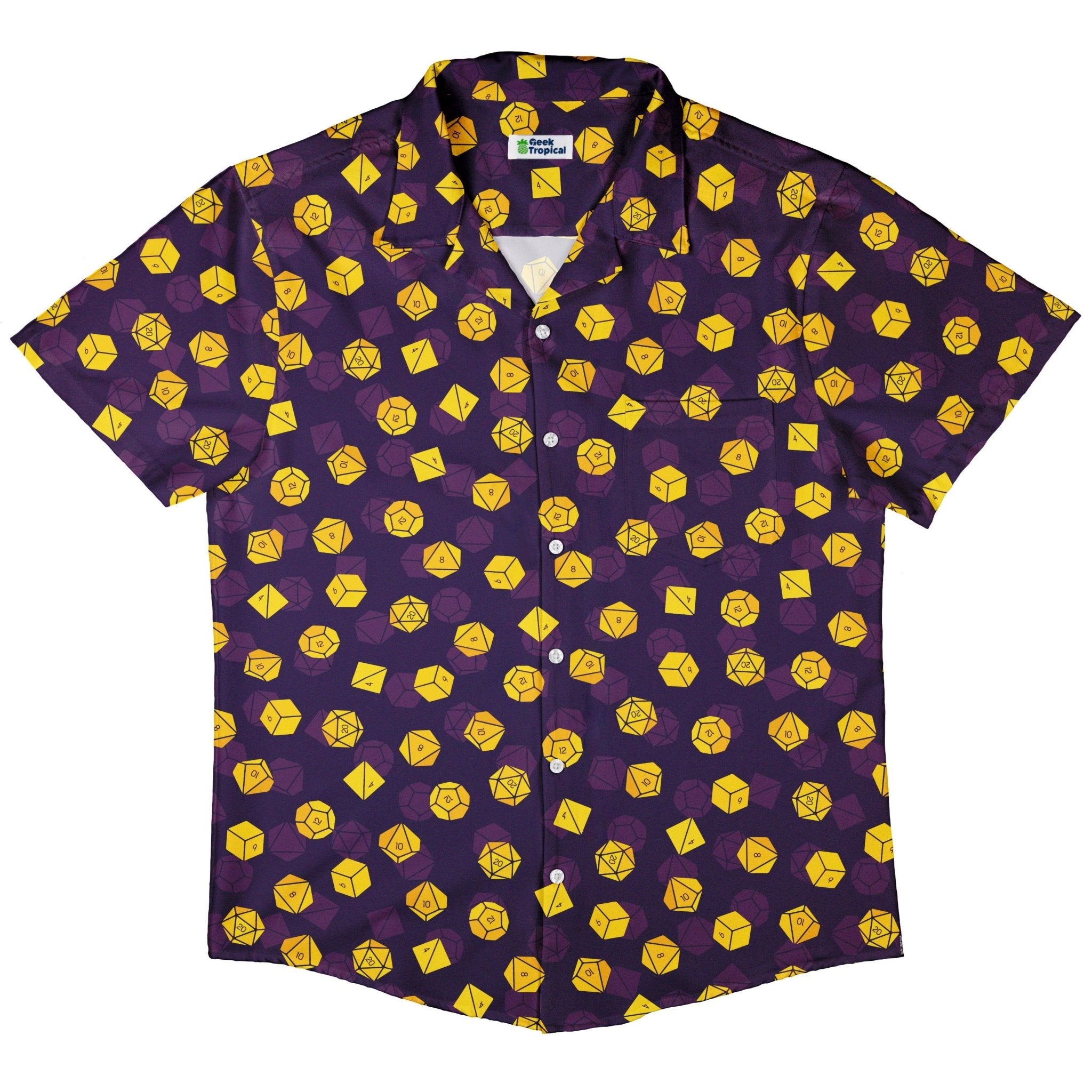 Dnd High Roller Gold Dice Button Up Shirt - adult sizing - dnd & rpg print - Simple Patterns