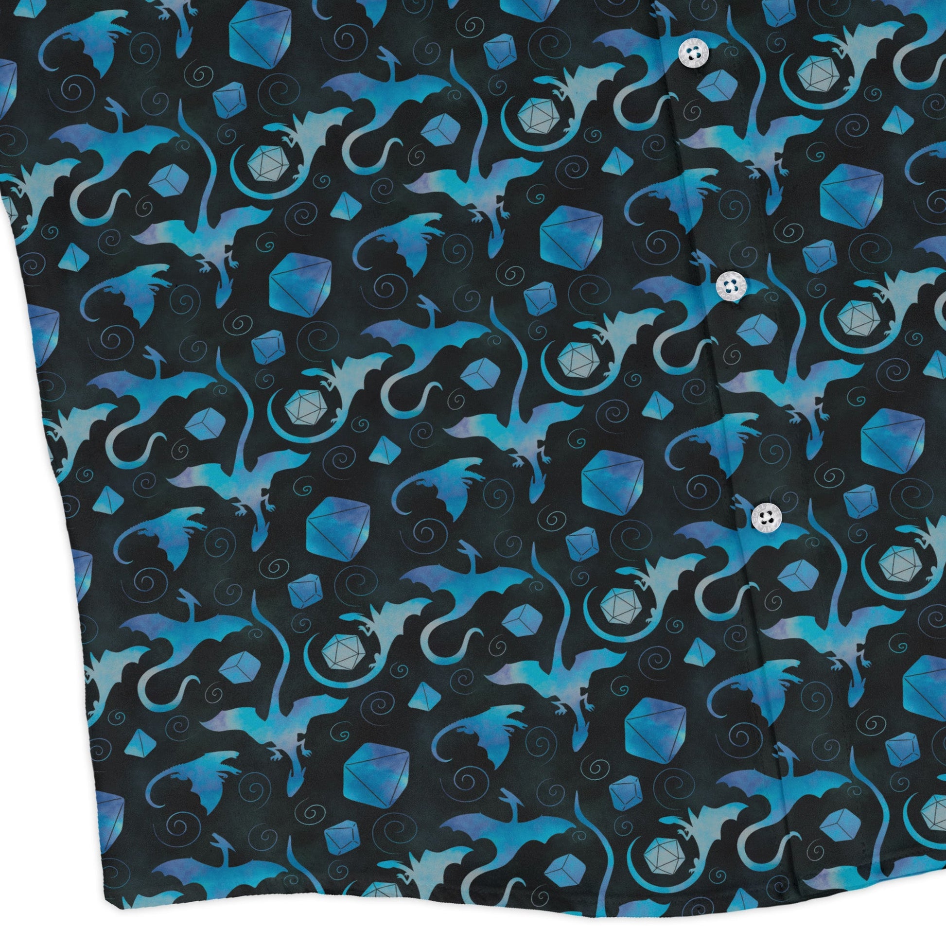 Dnd Mystic Blue Dragons Long Sleeve Button Up Shirt Geek Nerd adult sizing Designs by Nathan dnd & rpg print
