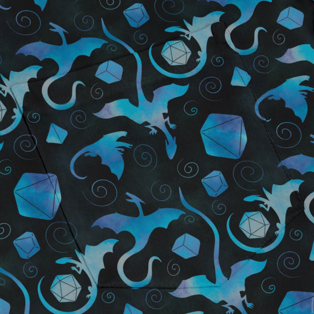 Dnd Mystic Blue Dragons Long Sleeve Button Up Shirt Geek Nerd adult sizing Designs by Nathan dnd & rpg print