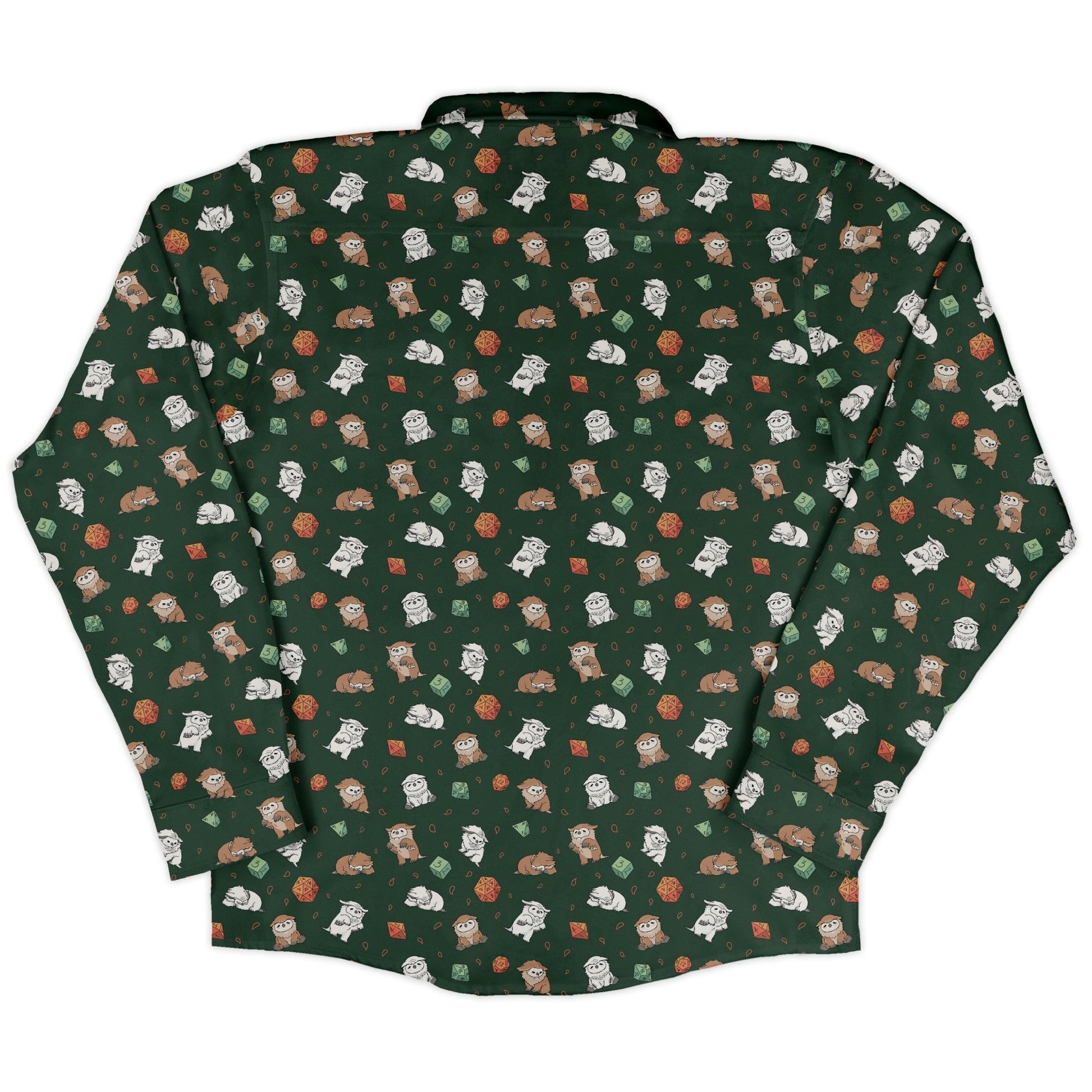 Dnd Owlbears Long Sleeve Button Up Shirt Geek Nerd adult sizing Design by Ardi Tong dnd & rpg print