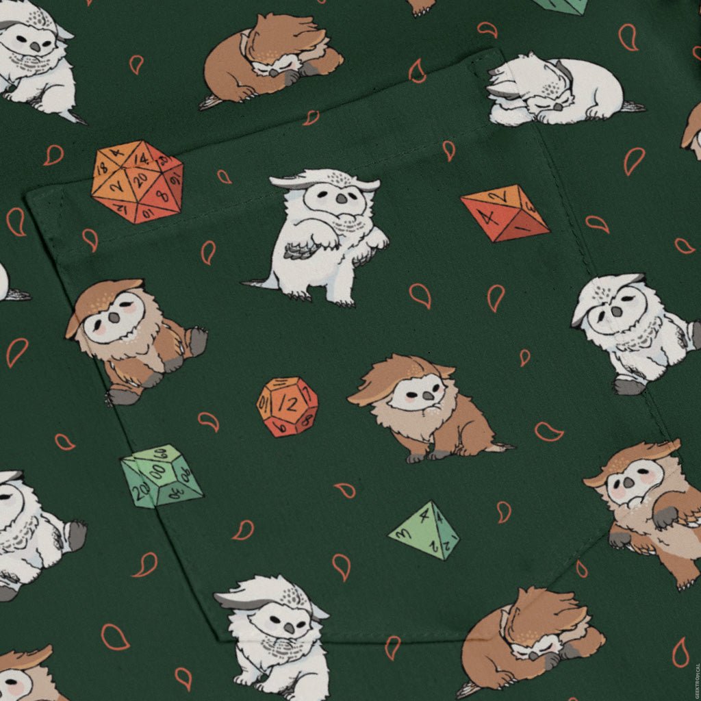 Dnd Owlbears Long Sleeve Button Up Shirt Geek Nerd adult sizing Design by Ardi Tong dnd & rpg print