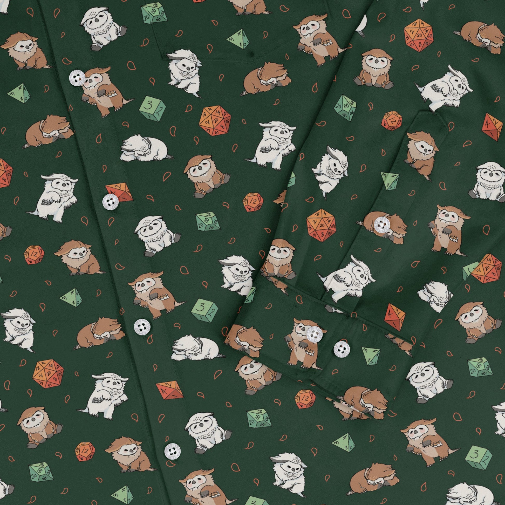 Dnd Owlbears Long Sleeve Button Up Shirt Geek Nerd adult sizing Design by Ardi Tong dnd & rpg print