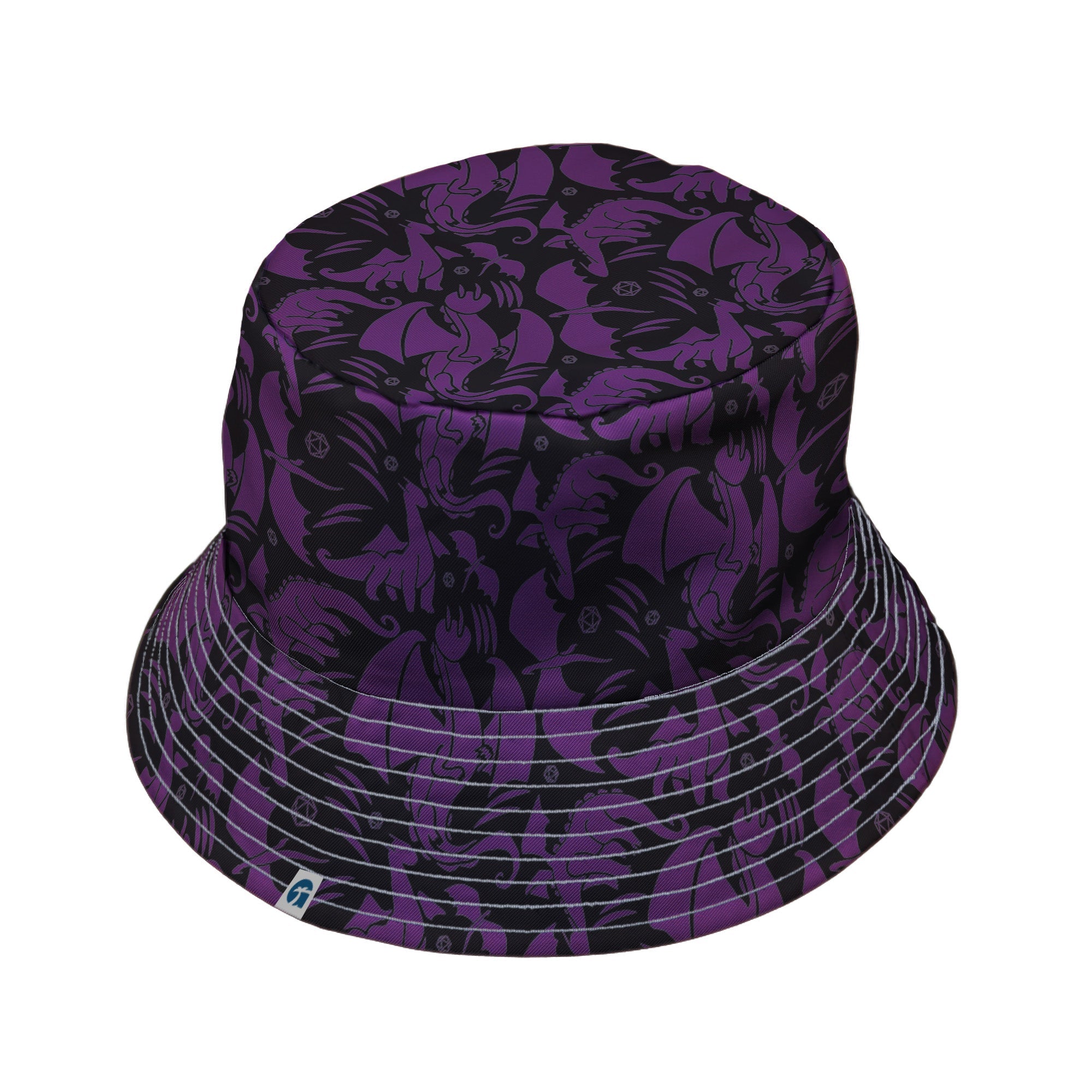 Dnd Purple Dragons Black Bucket Hat Geek Nerd Design by Heather Davenport dnd & rpg print fantasy prints
