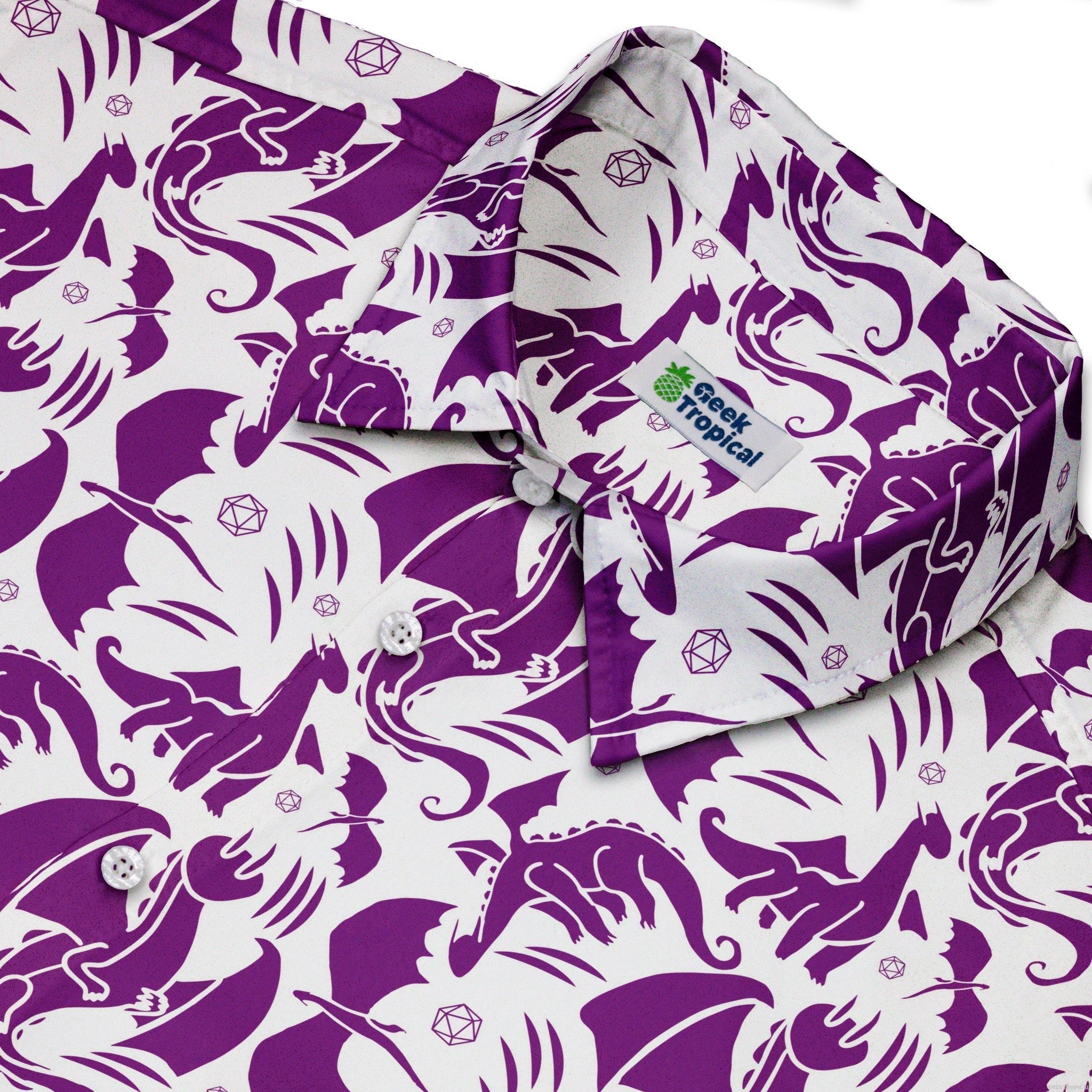 Dnd Purple Dragons Button Up Shirt - adult sizing - Design by Heather Davenport - dnd & rpg print