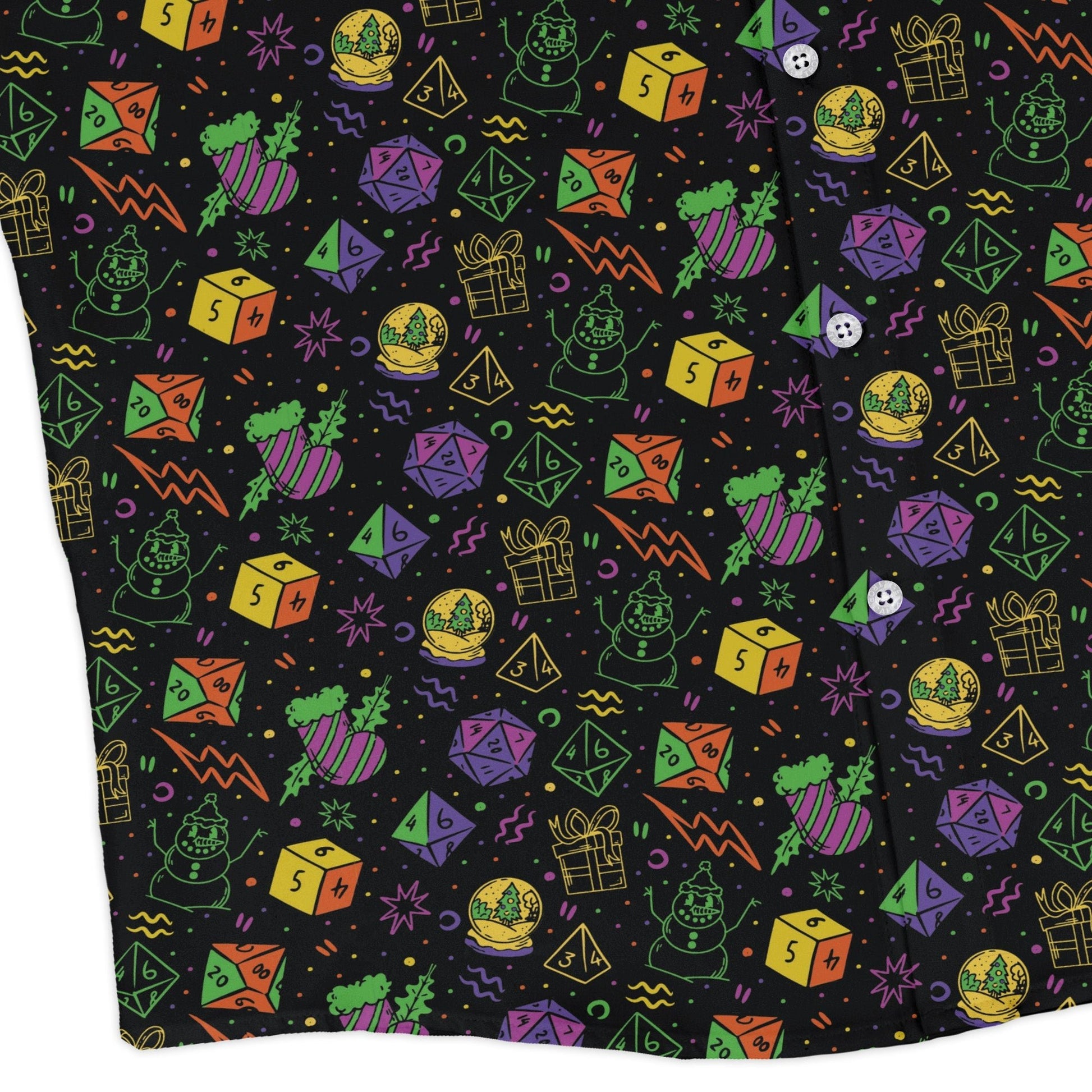 Dnd RPG Christmas Black Long Sleeve Button Up Shirt Geek Nerd adult sizing Christmas Print dnd & rpg print