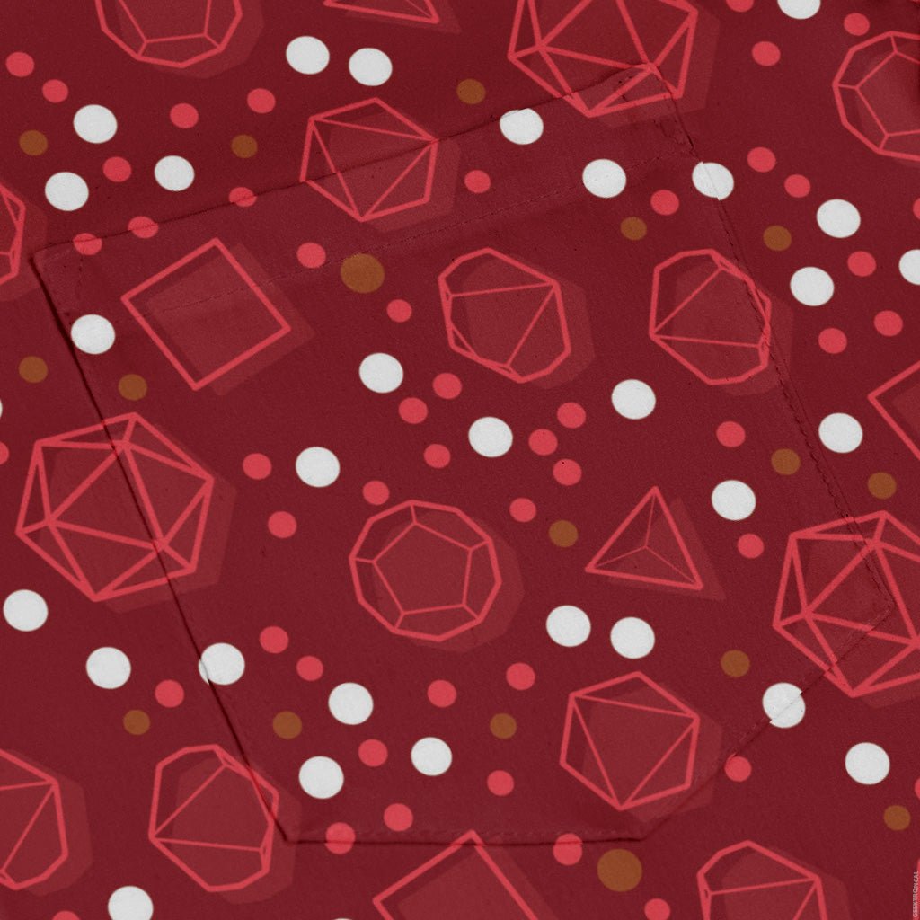 Dnd Red Dice Sets Long Sleeve Button Up Shirt Geek Nerd adult sizing Design by Heather Davenport dnd & rpg print