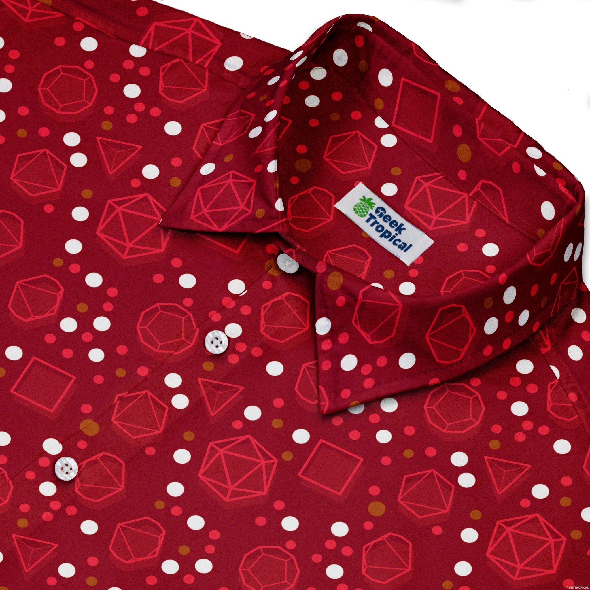 Dnd Red Dice Sets Button Up Shirt - adult sizing - Design by Heather Davenport - dnd & rpg print