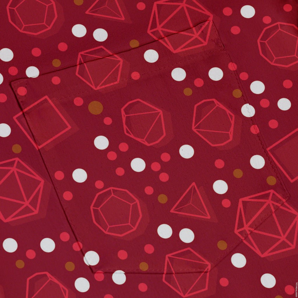 Dnd Red Dice Sets Button Up Shirt - adult sizing - Design by Heather Davenport - dnd & rpg print