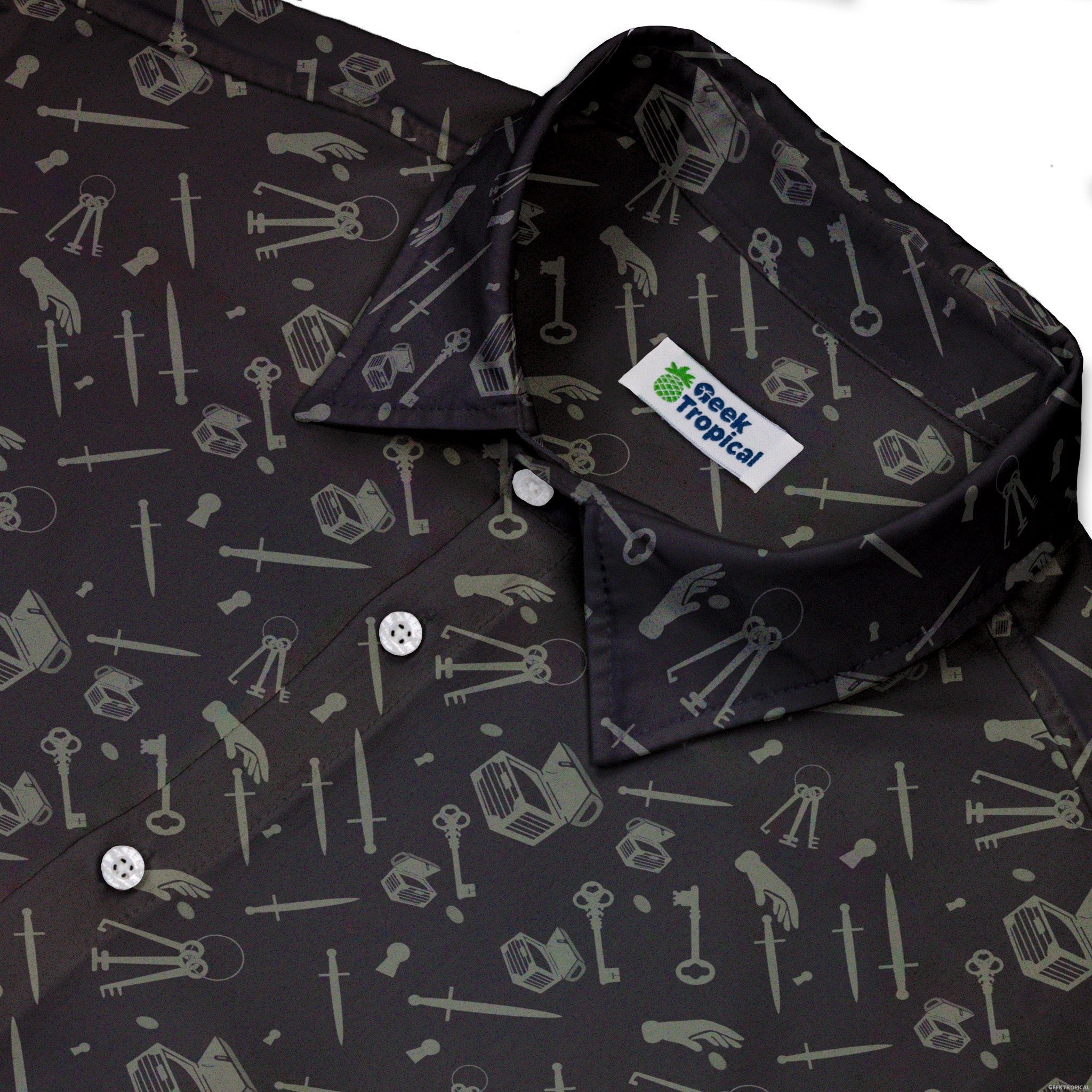 Dnd Rogue Class Button Up Shirt - adult sizing - Design by Heather Davenport - dnd & rpg print