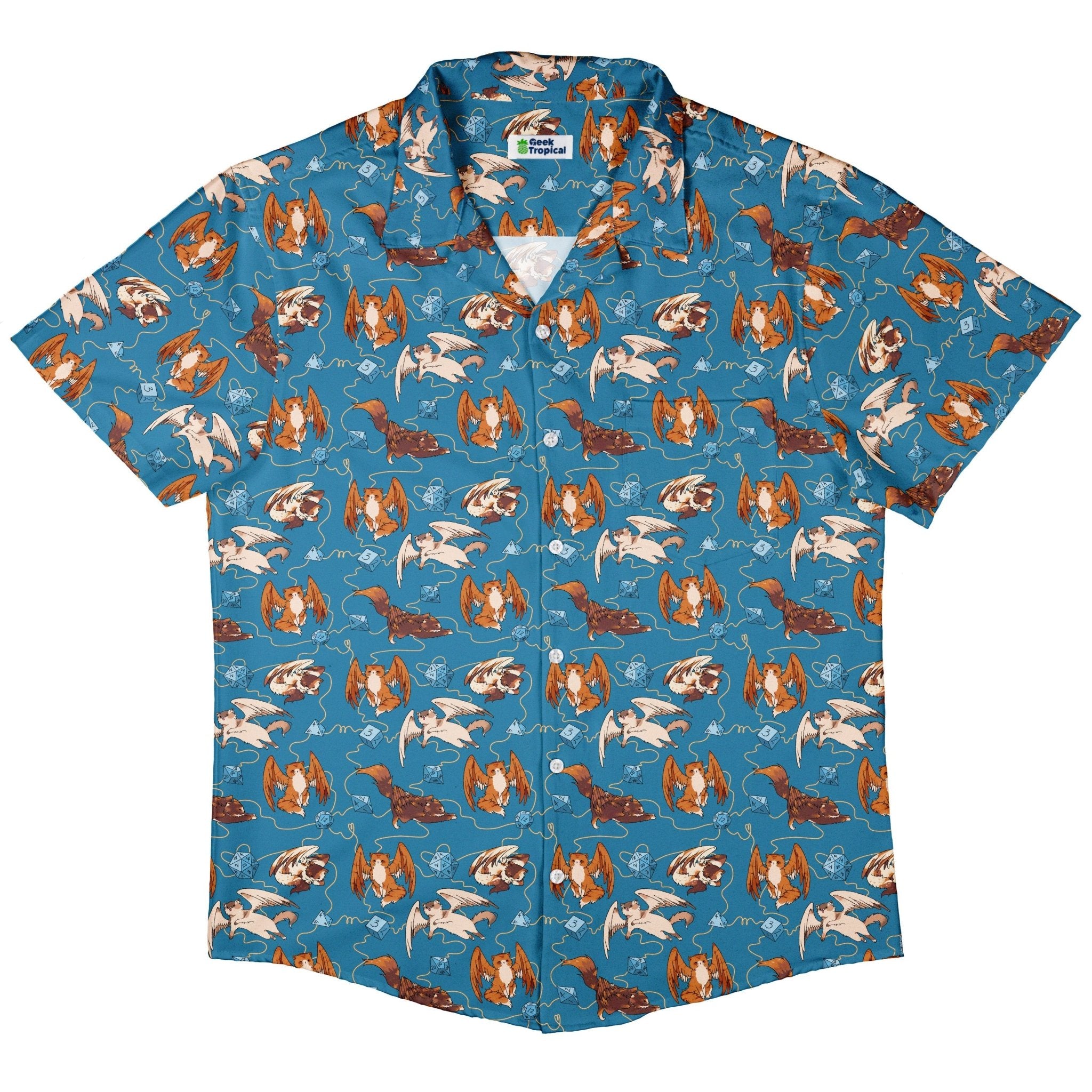 Dnd Tressym Familiars Button Up Shirt - adult sizing - Design by Ardi Tong - dnd & rpg print