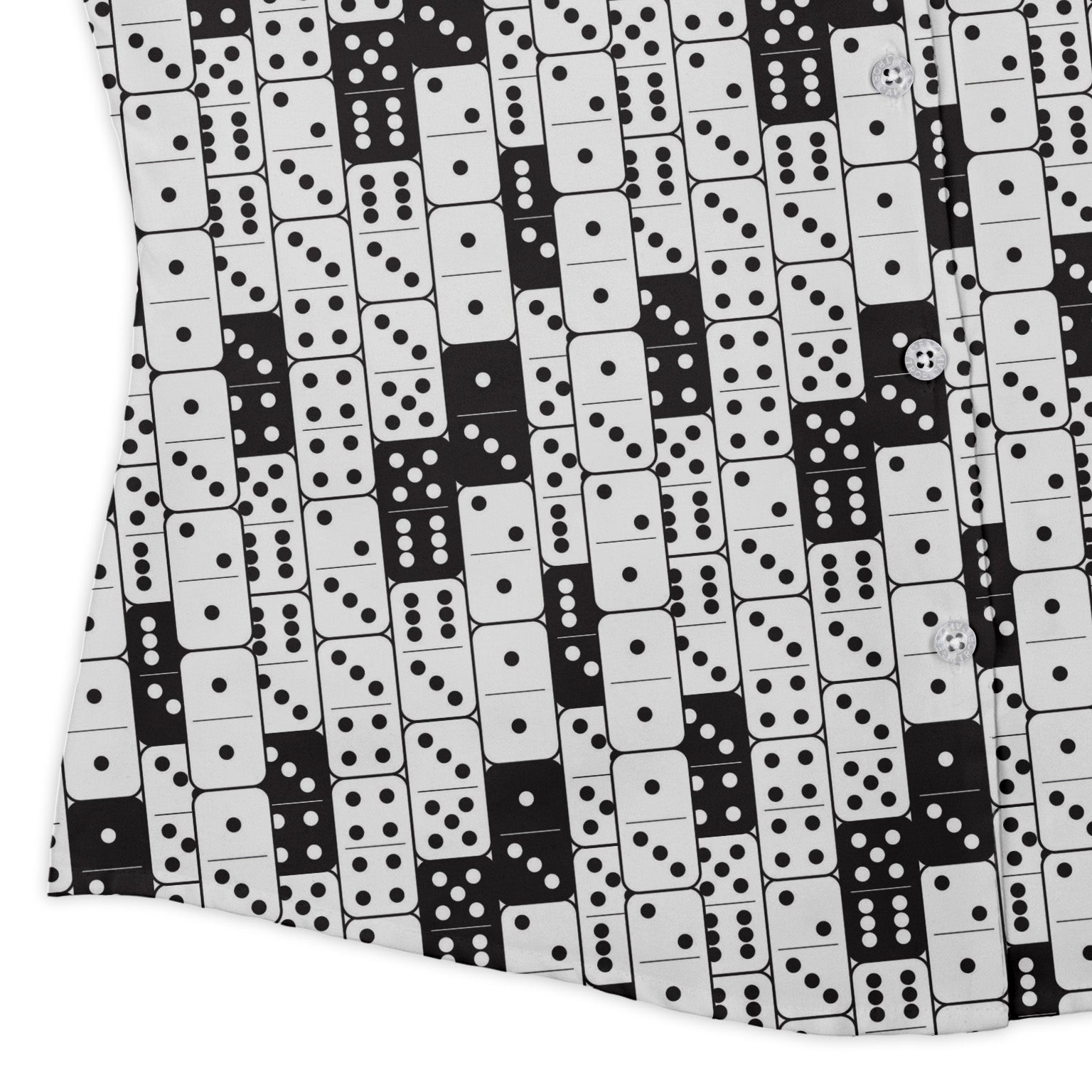 Dominos Curvy Button Up Shirt Geek Nerd board game print Design by Heather Davenport Simple Patterns